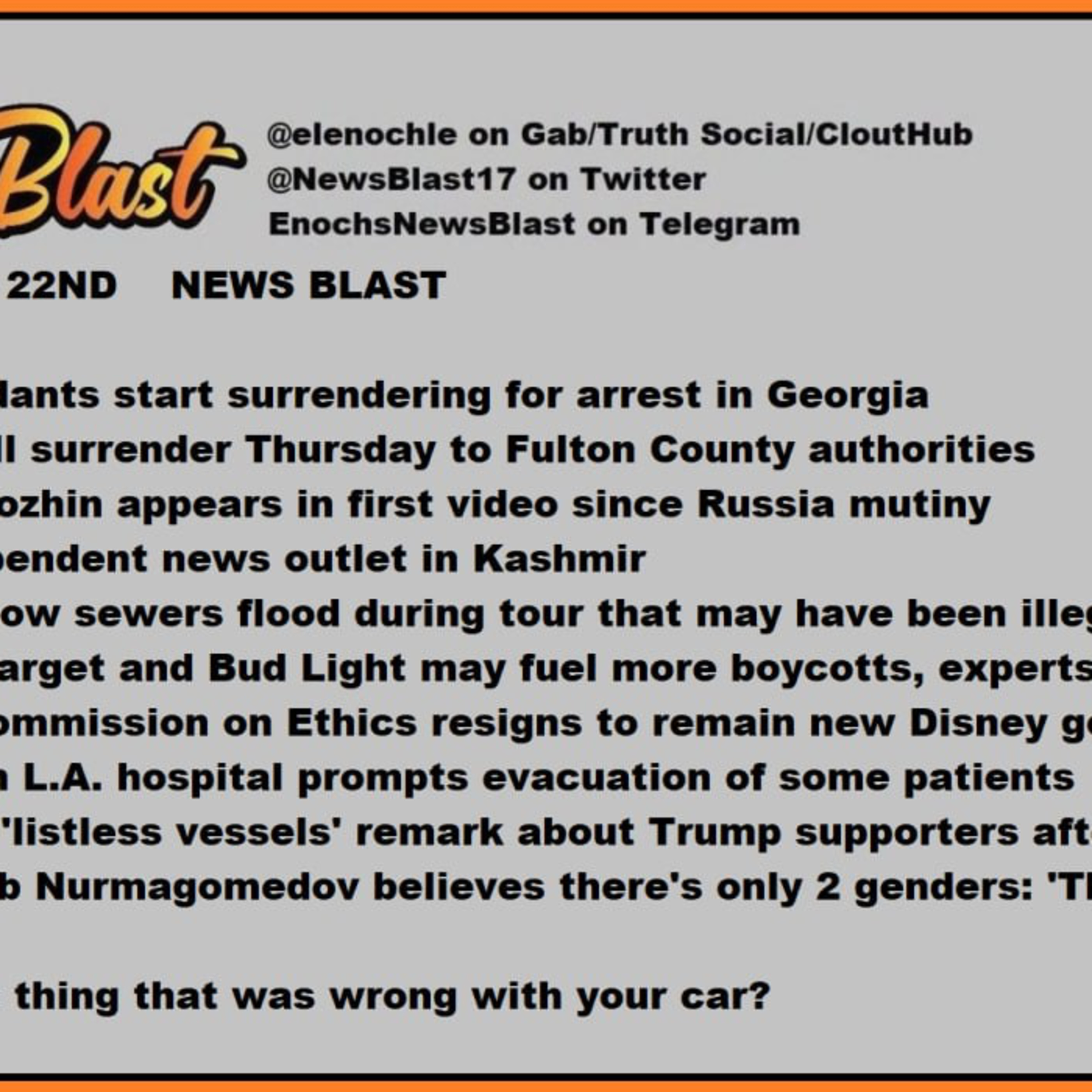 Tuesday, August 22, 2023 News Blast.  episode artwork