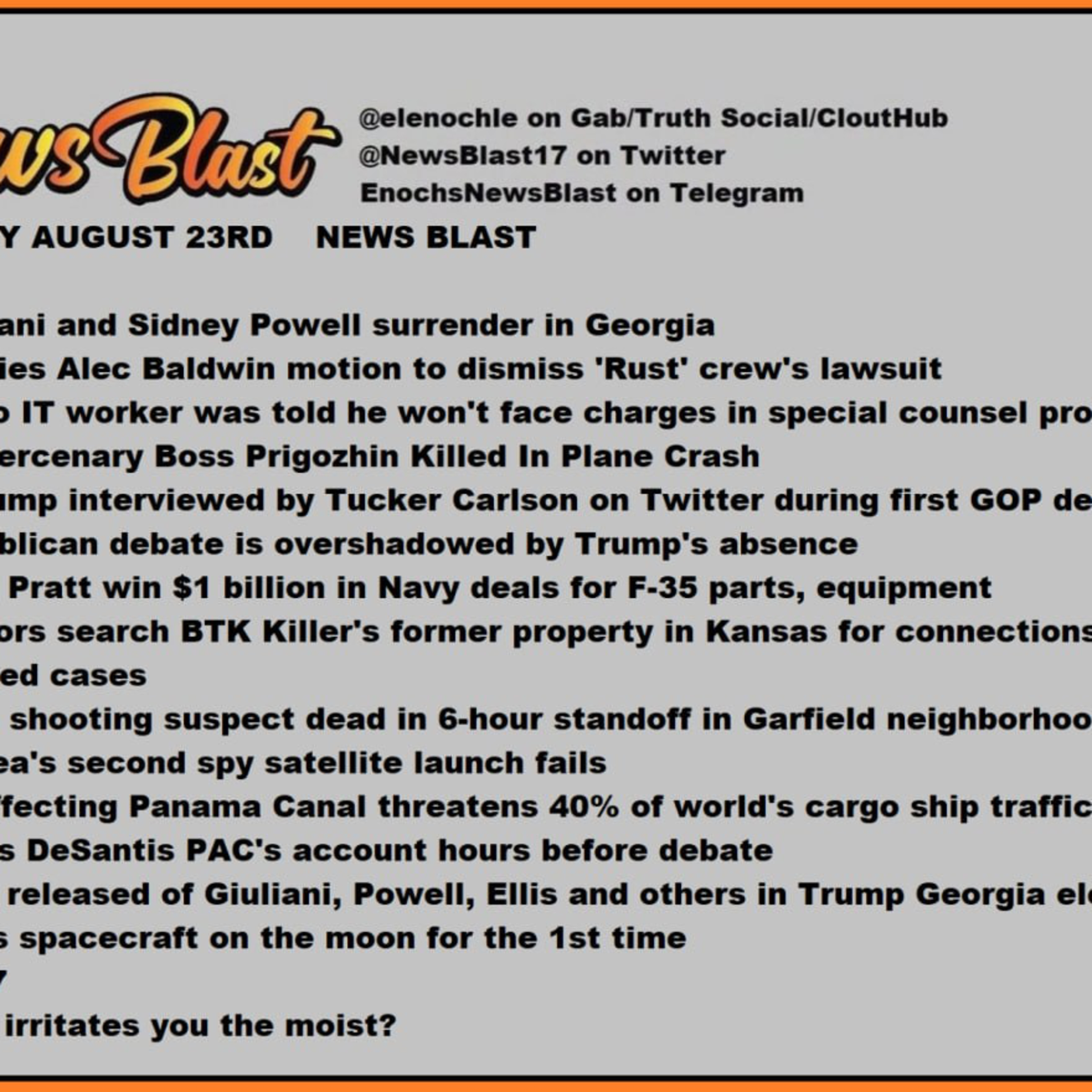 Wednesday, August 23, 2023 News Blast episode artwork