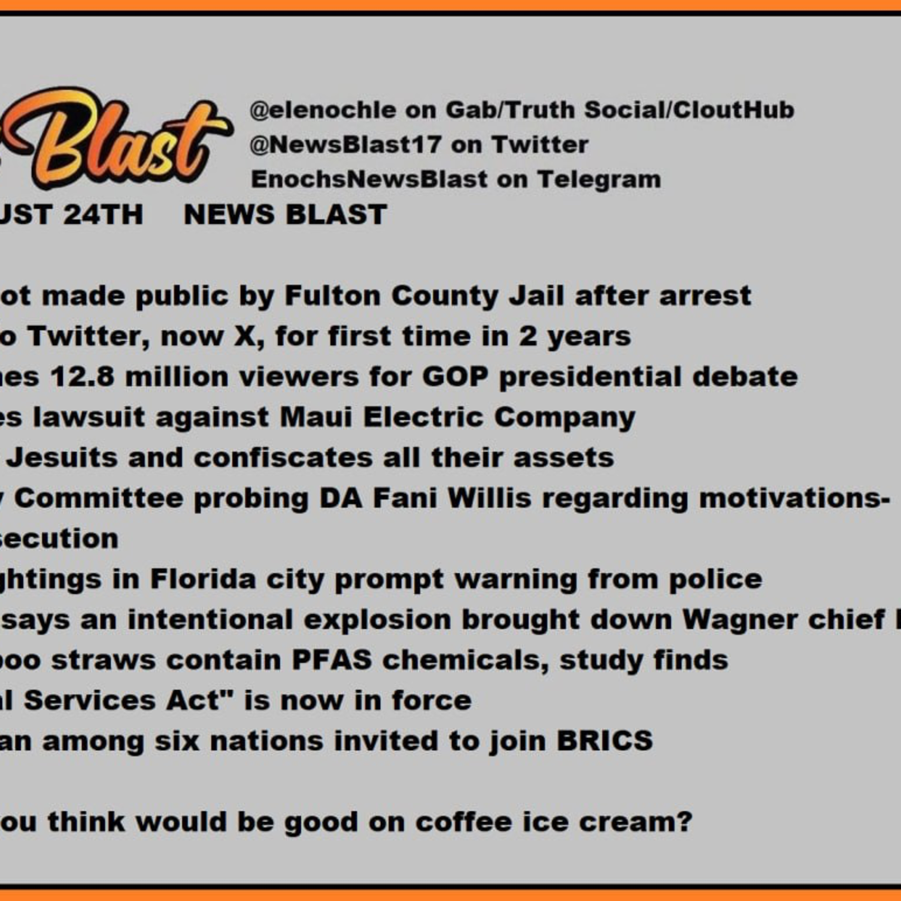 Thursday, August 24, 2023 News Blast episode artwork