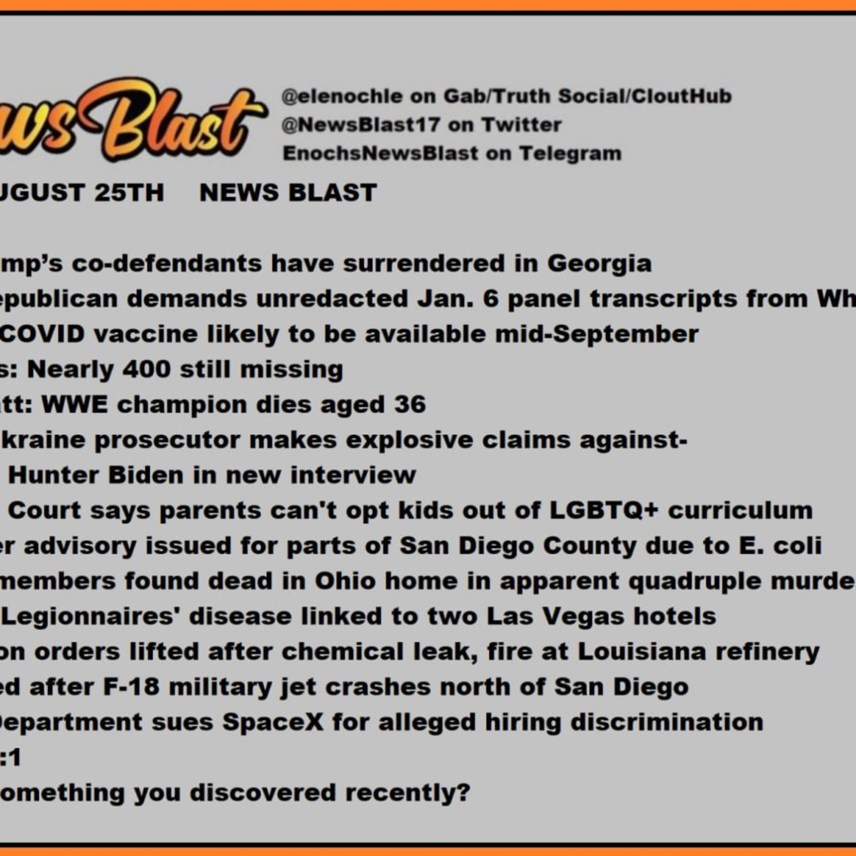 Friday, August 25, 2023 News Blast episode artwork