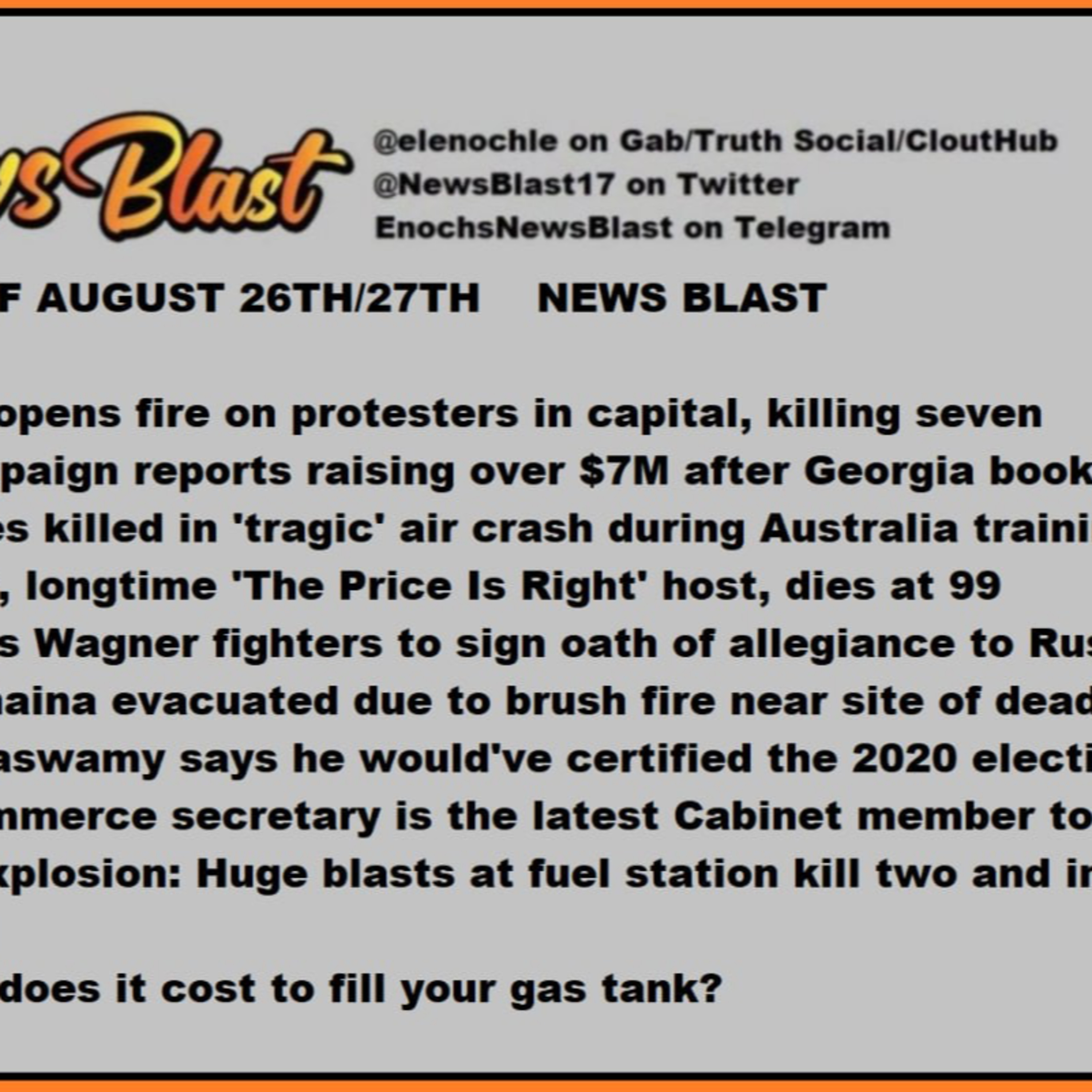 Weekend of August 26/27, 2023 News Blast episode artwork