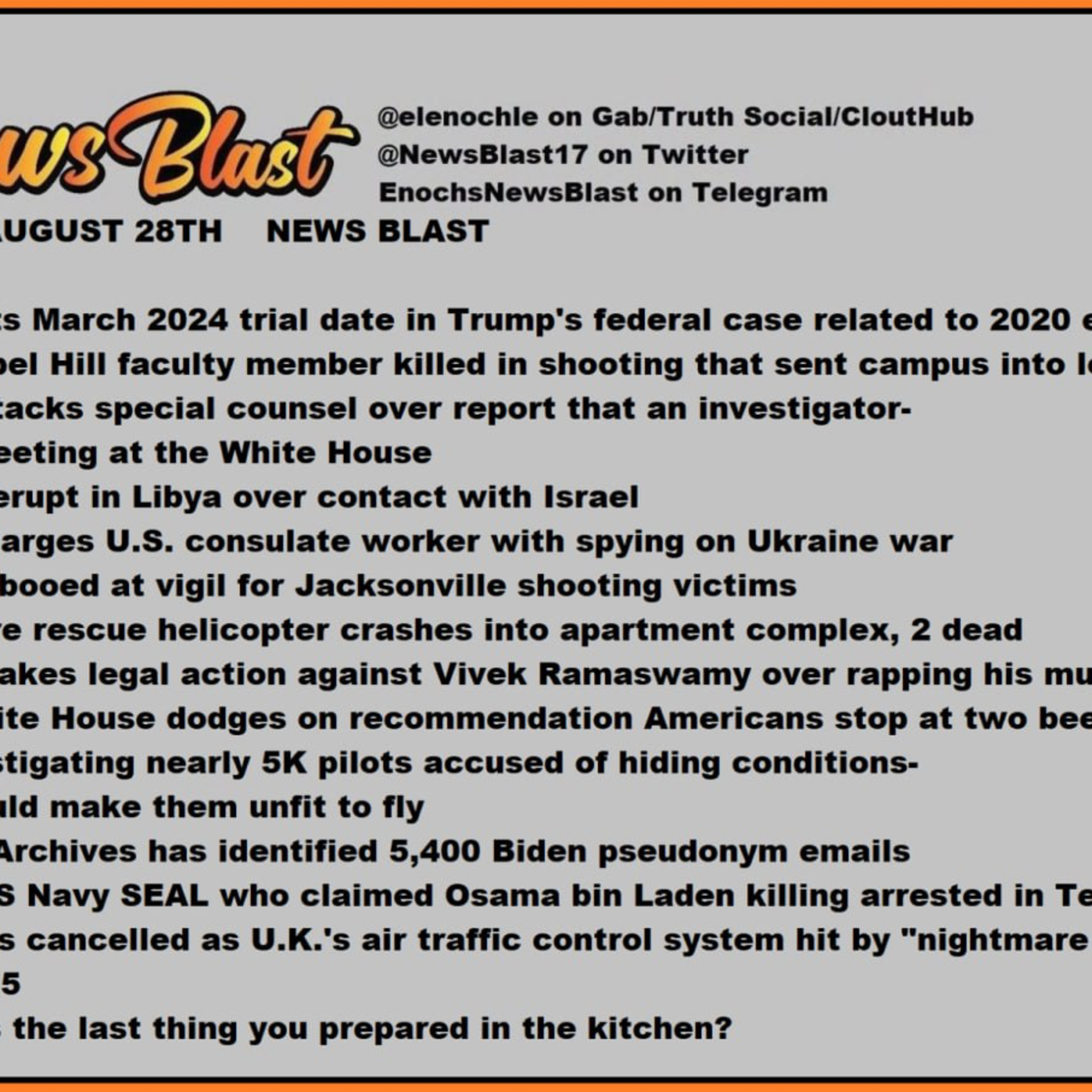 Monday, August 28, 2023 News Blast episode artwork