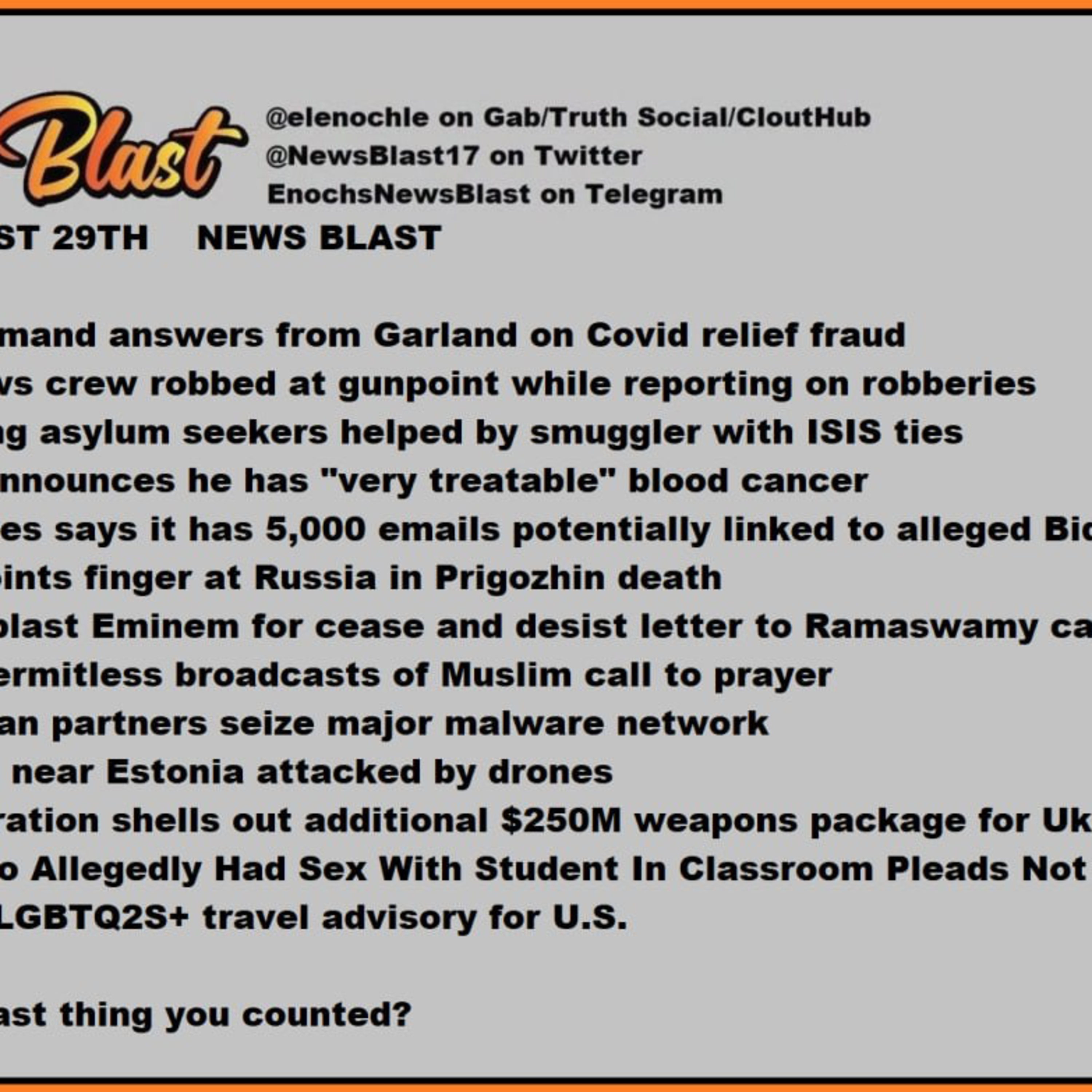 Tuesday, August 29, 2023 News Blast episode artwork