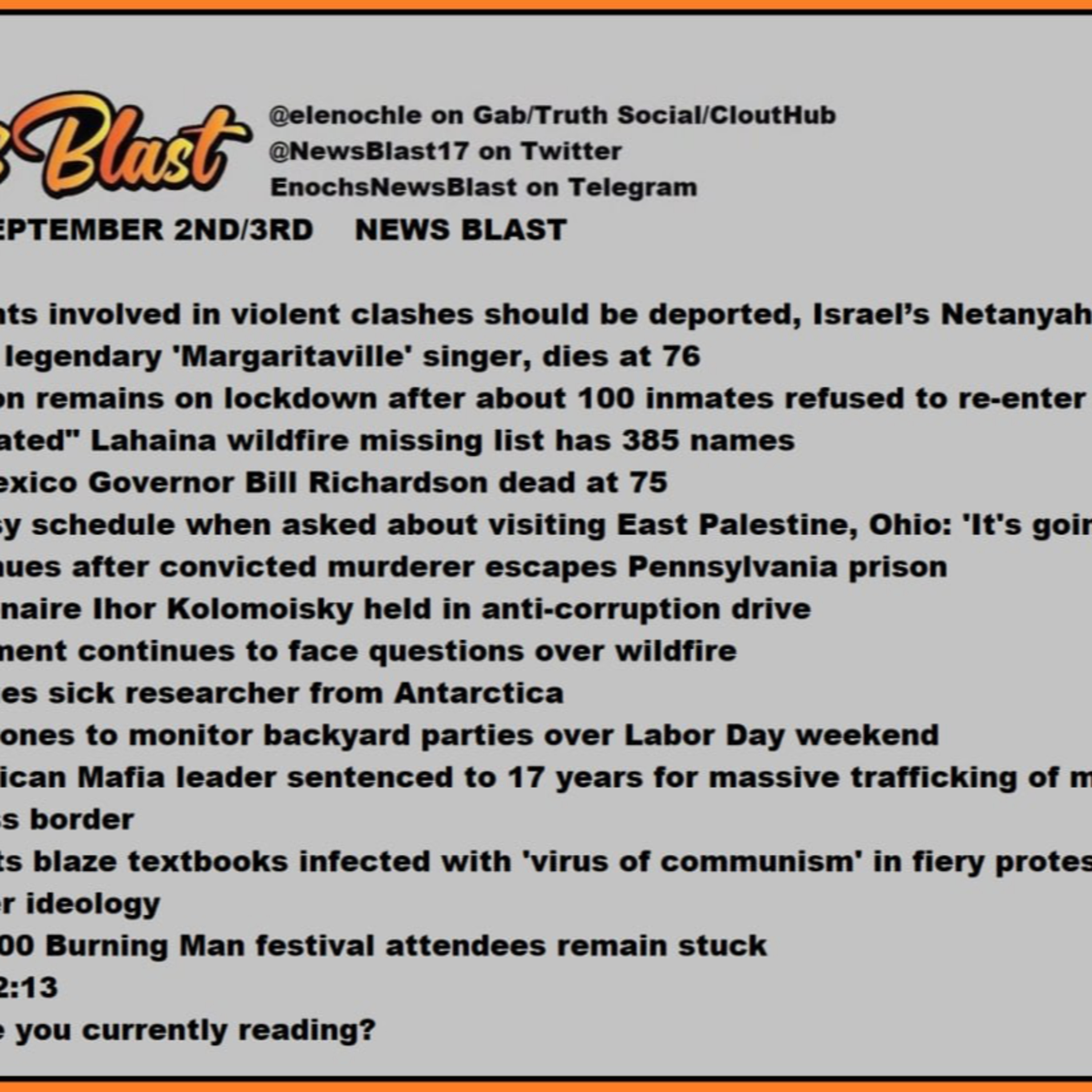 Weekend of September 2/3, 2023 News Blast