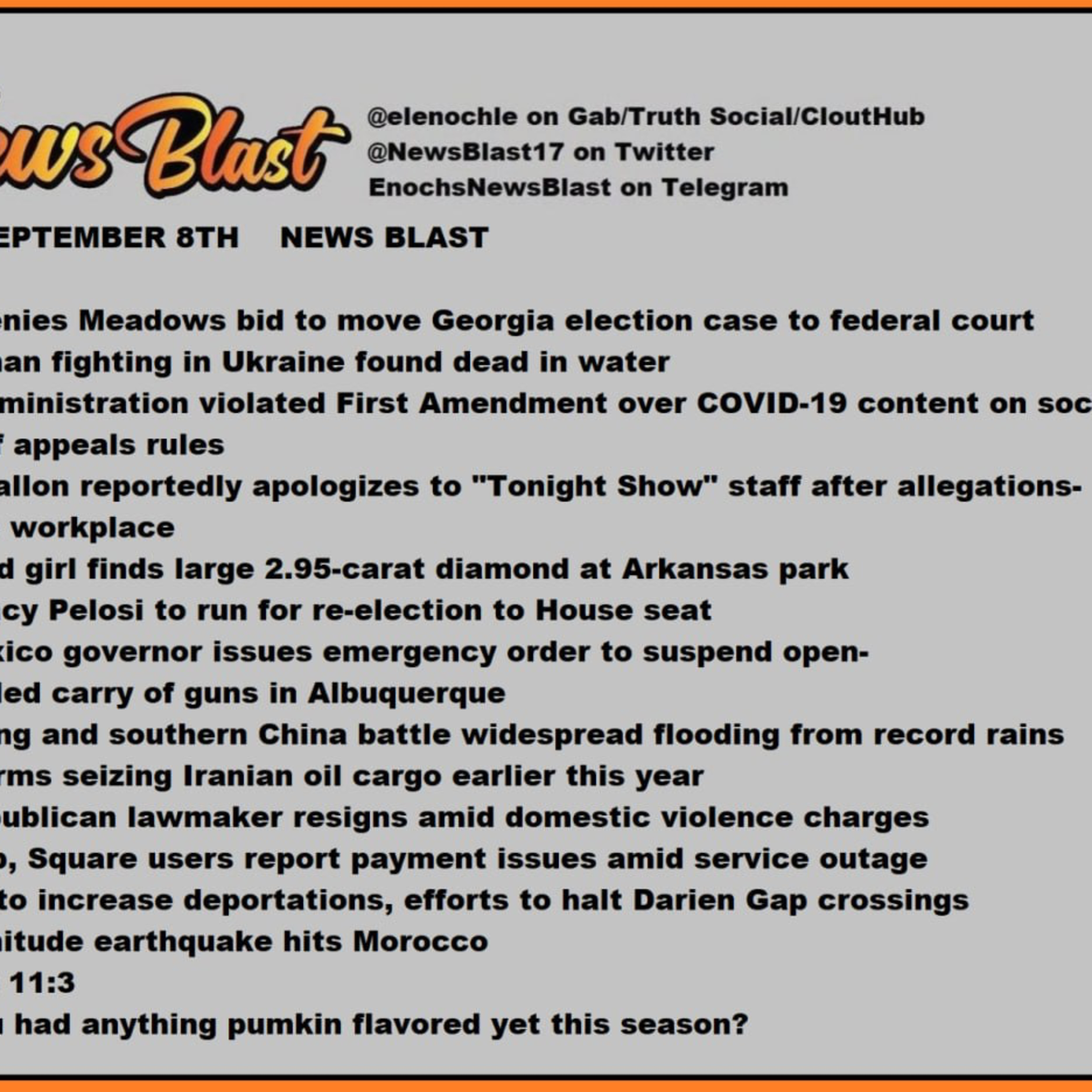 Friday, September 8, 2023 News Blast.  episode artwork