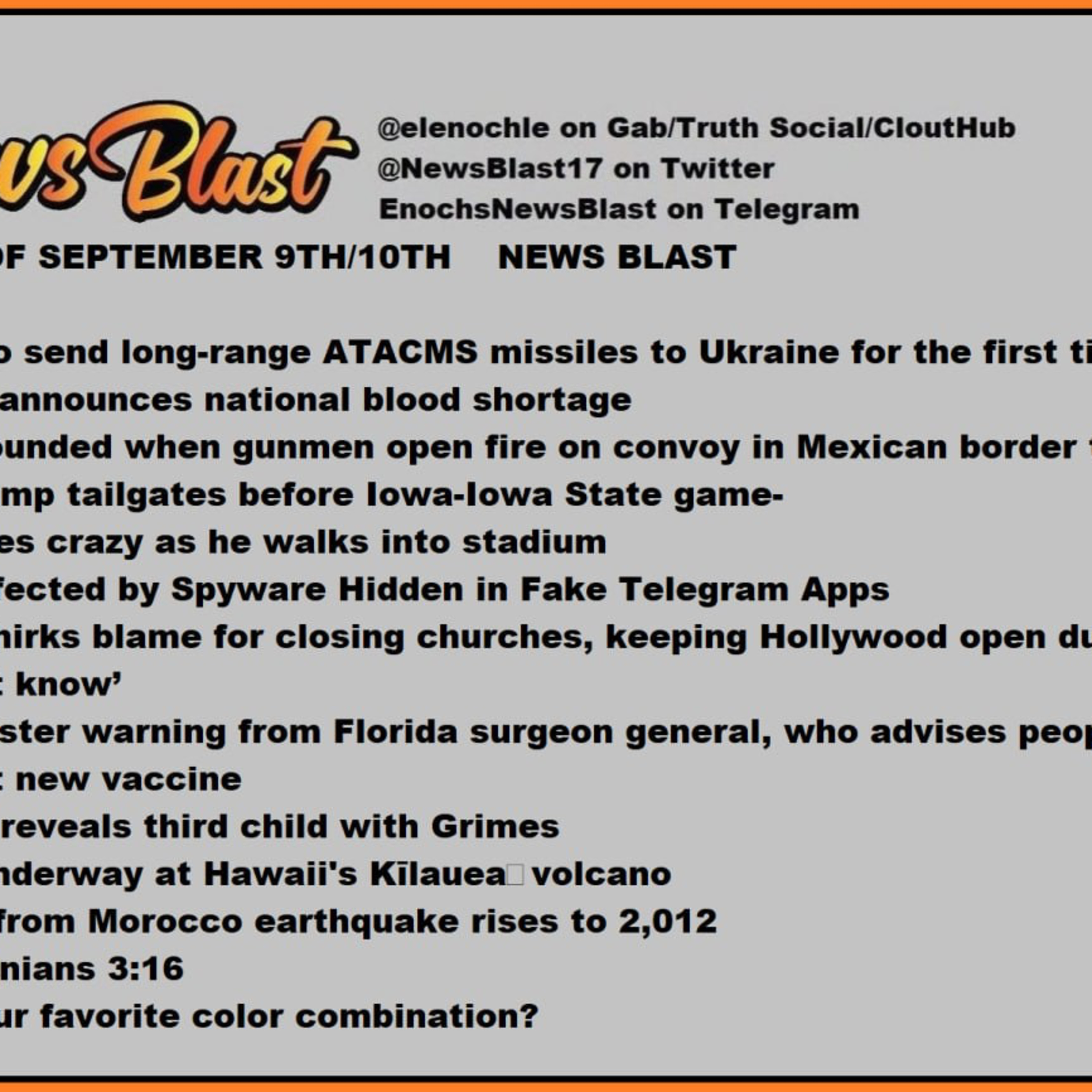 Monday, September 11, 2023 News Blast.  episode artwork