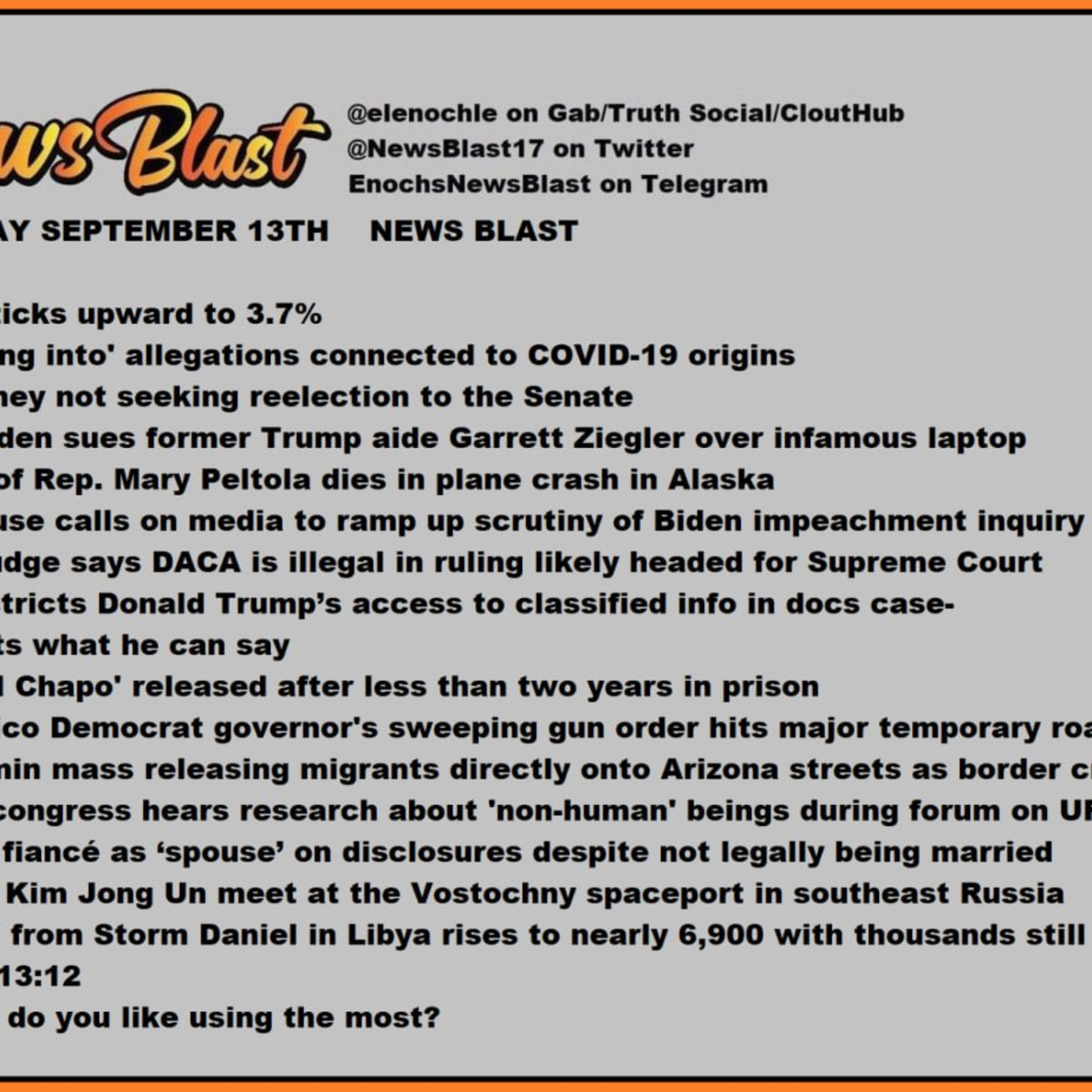 Wednesday, September 13, 2023 News Blast episode artwork
