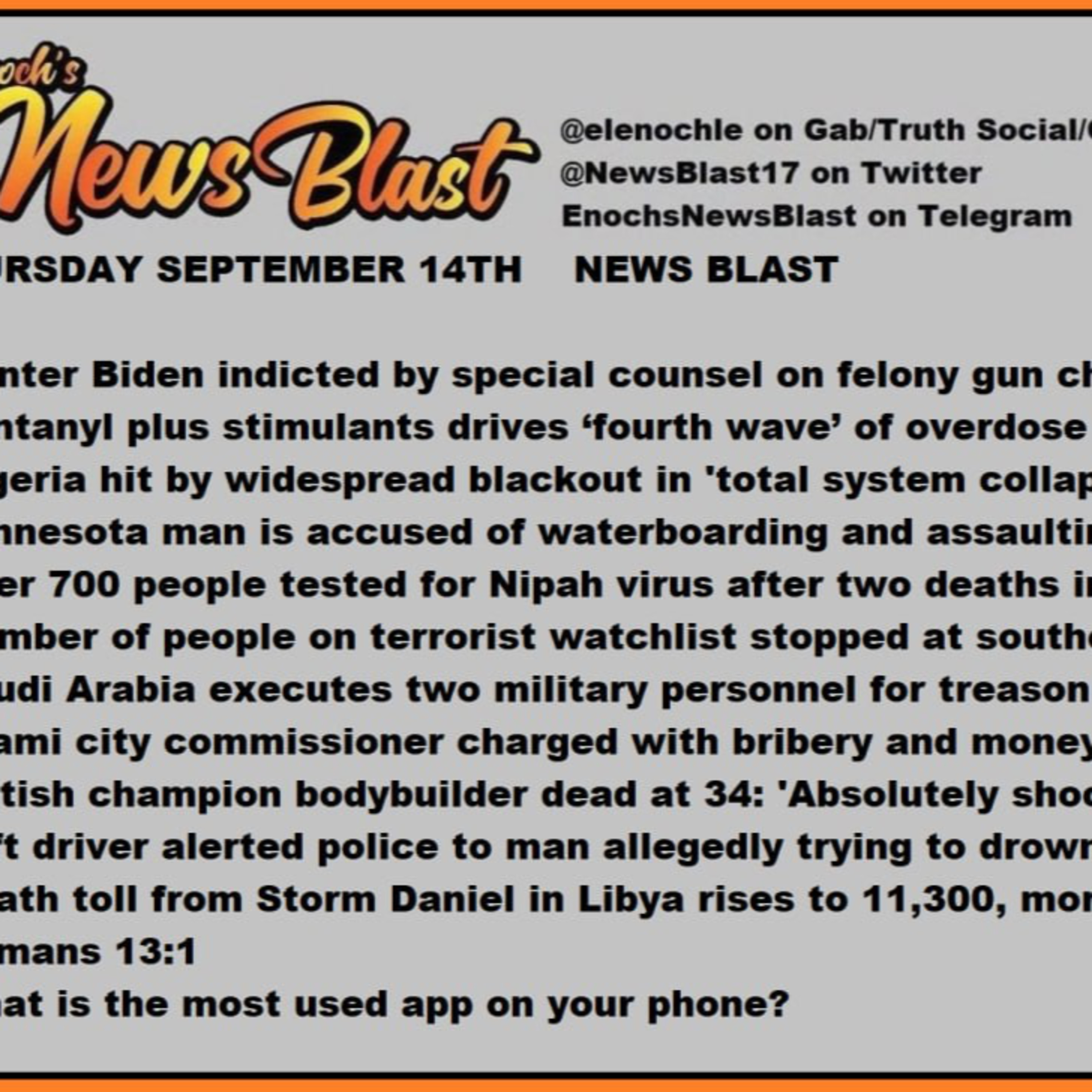 Thursday, September 14, 2023 News Bast episode artwork