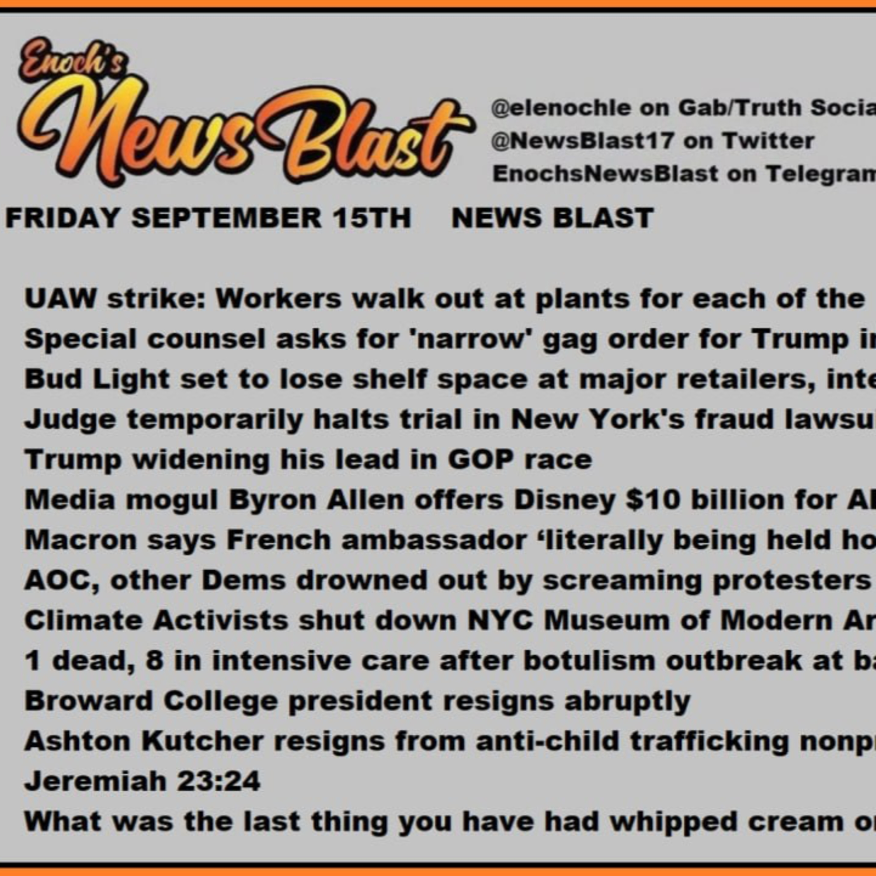 Friday, September 15, 2023 News Blast episode artwork