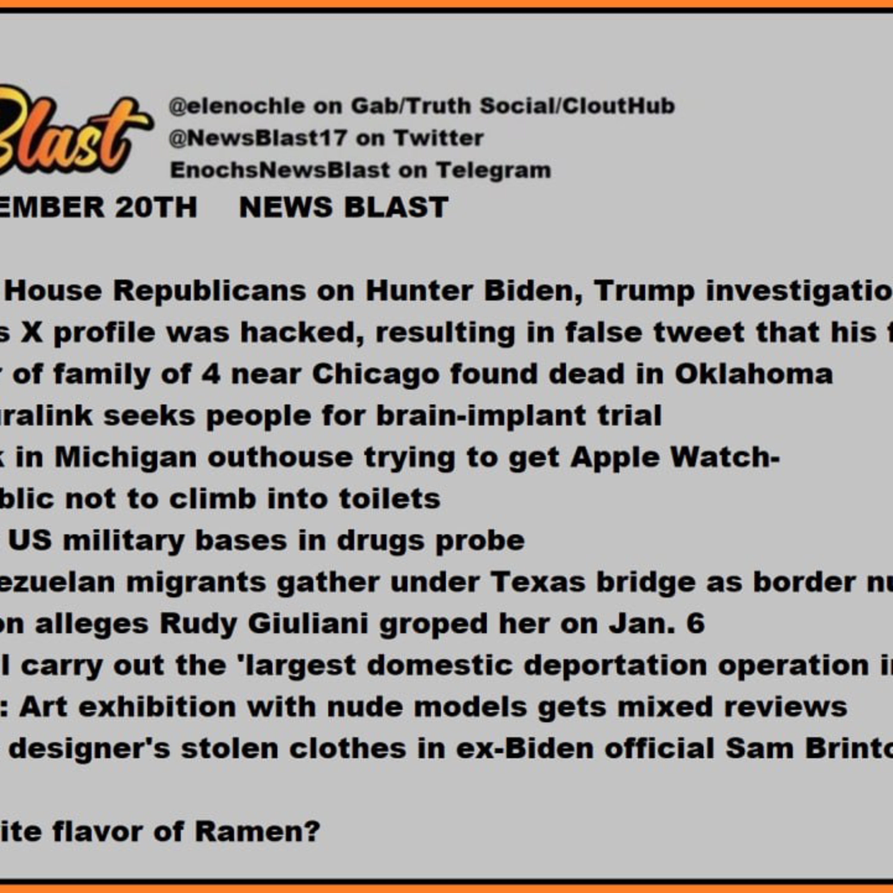 Wednesday, September 20, 2023 News Blast episode artwork
