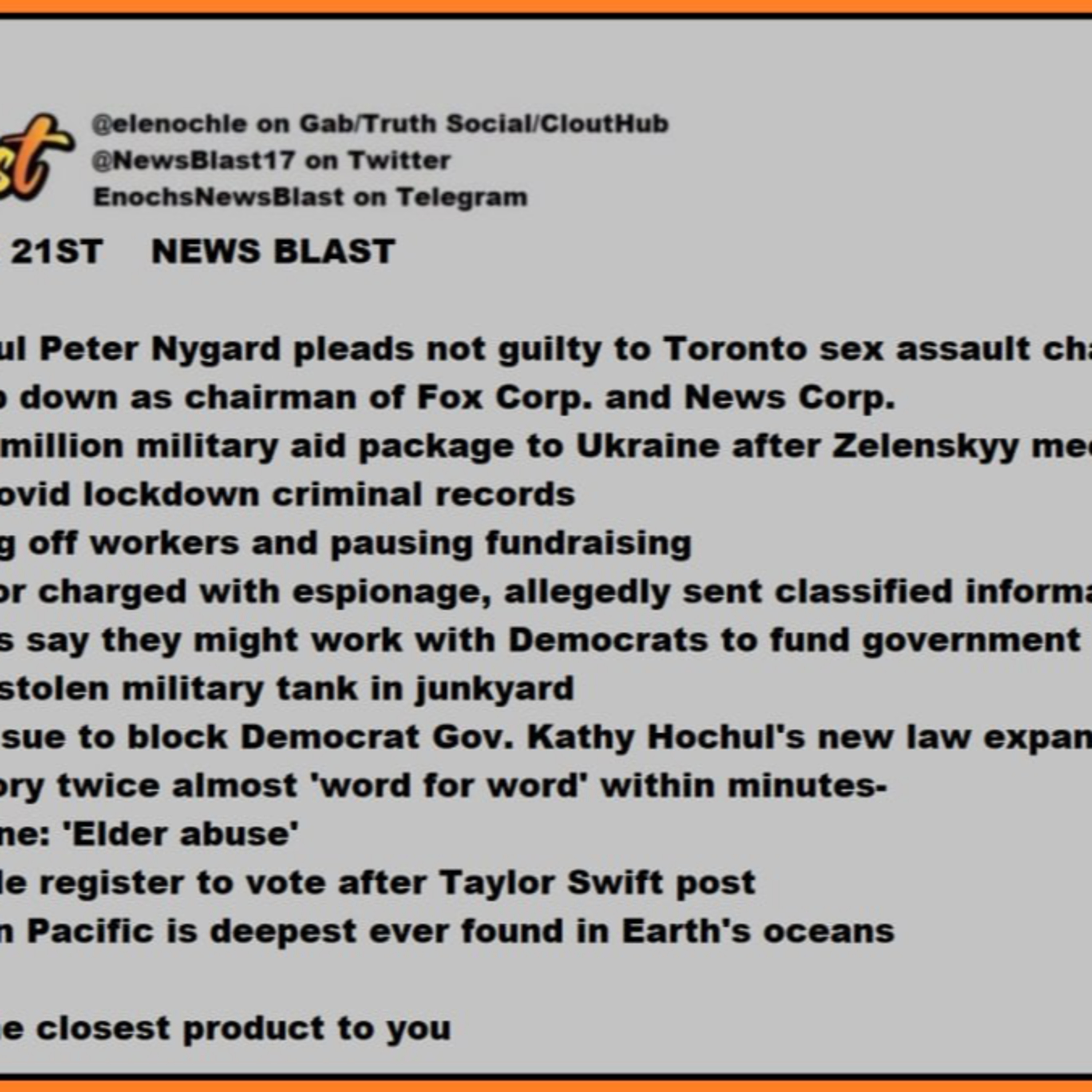 Thursday September 21, 2023 News Blast episode artwork