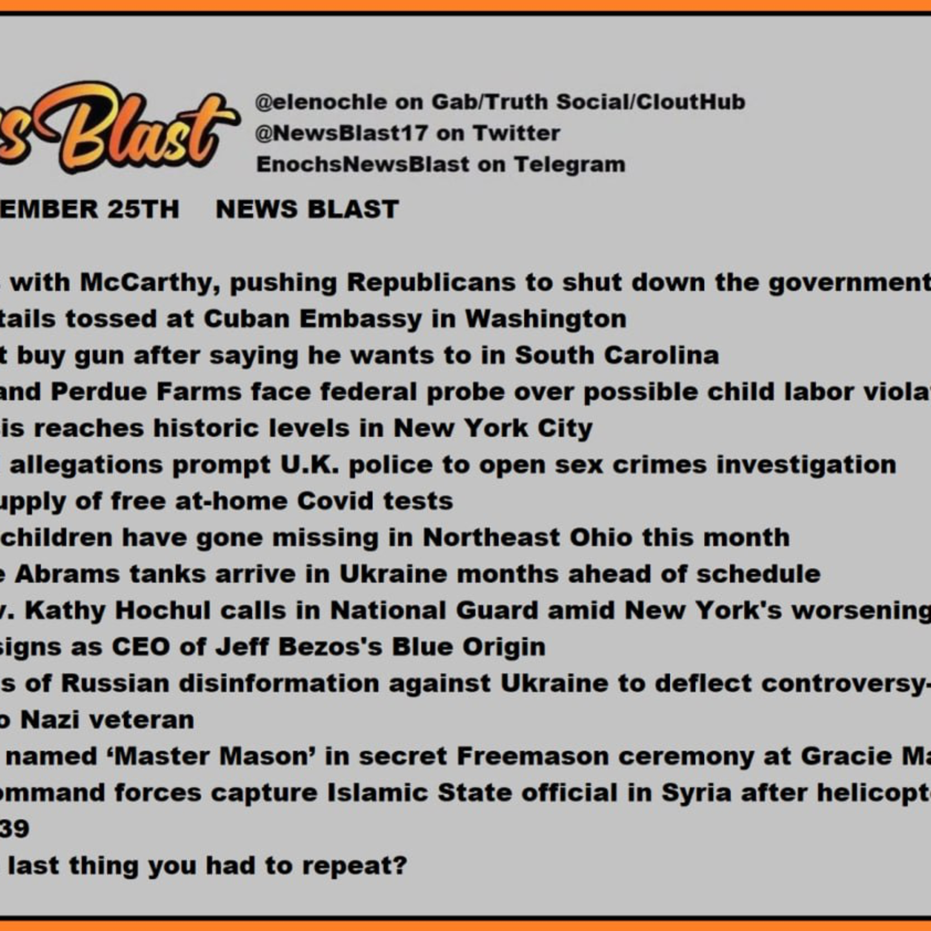 Monday, September 25, 2023 News Blast.  episode artwork