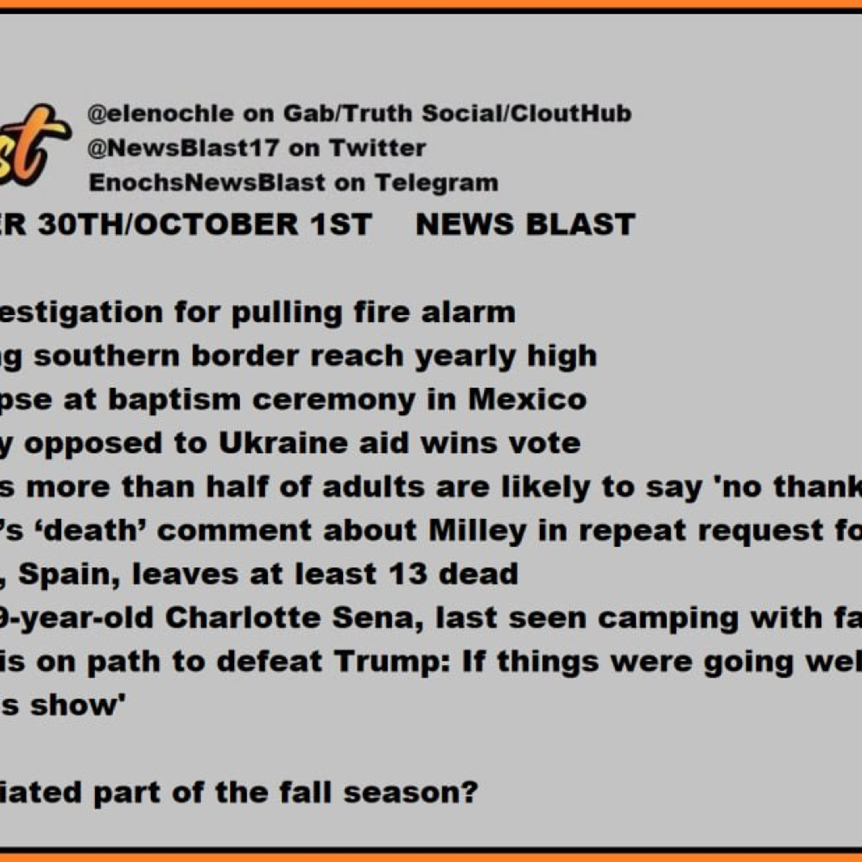 Weekend of September 30/ October 1, 2023 News Blast episode artwork
