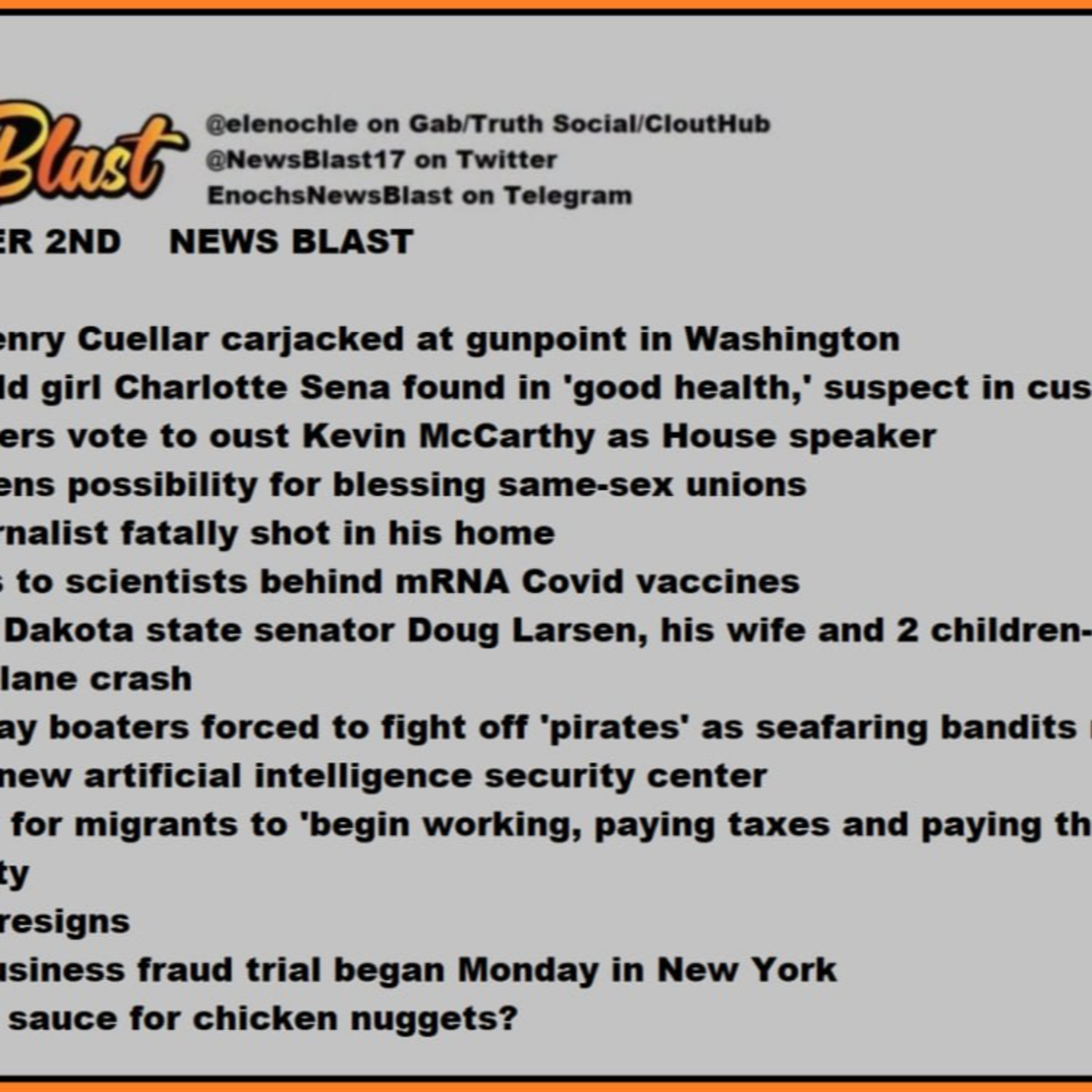 Monday, October 2, 2023 News Blast.  episode artwork