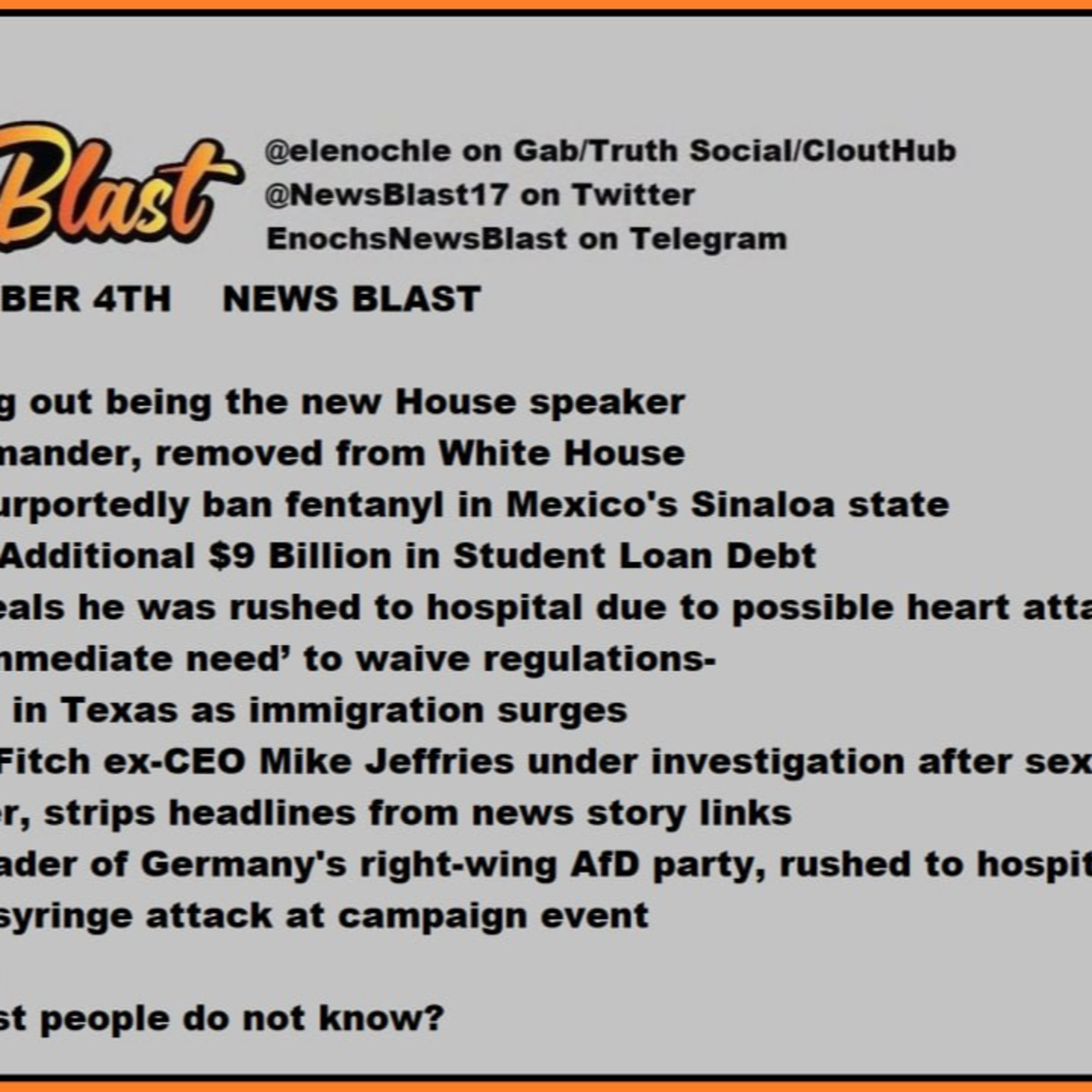 Wednesday, October 4, 2023 News Blast episode artwork