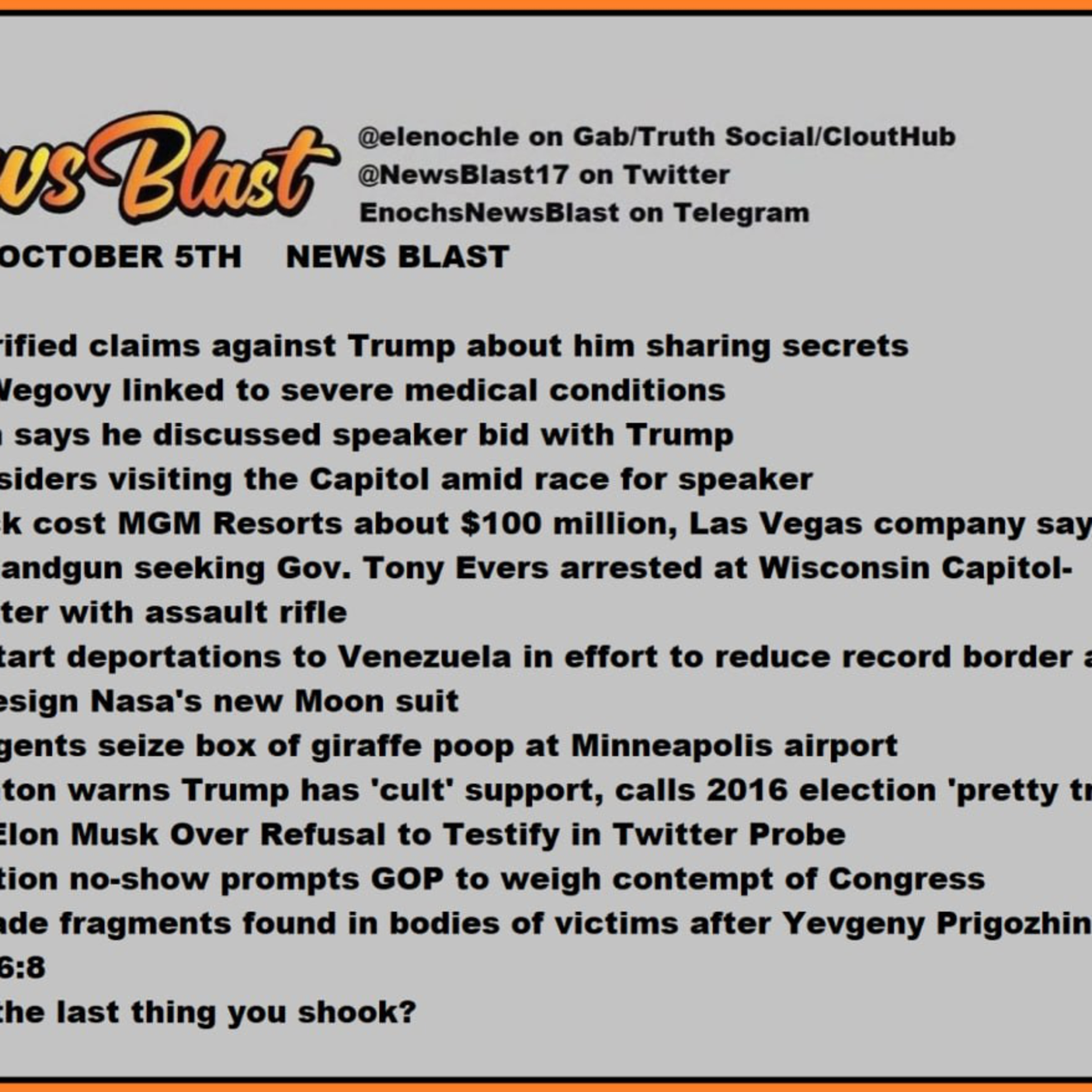 Thursday October 5.2023 News Blast episode artwork