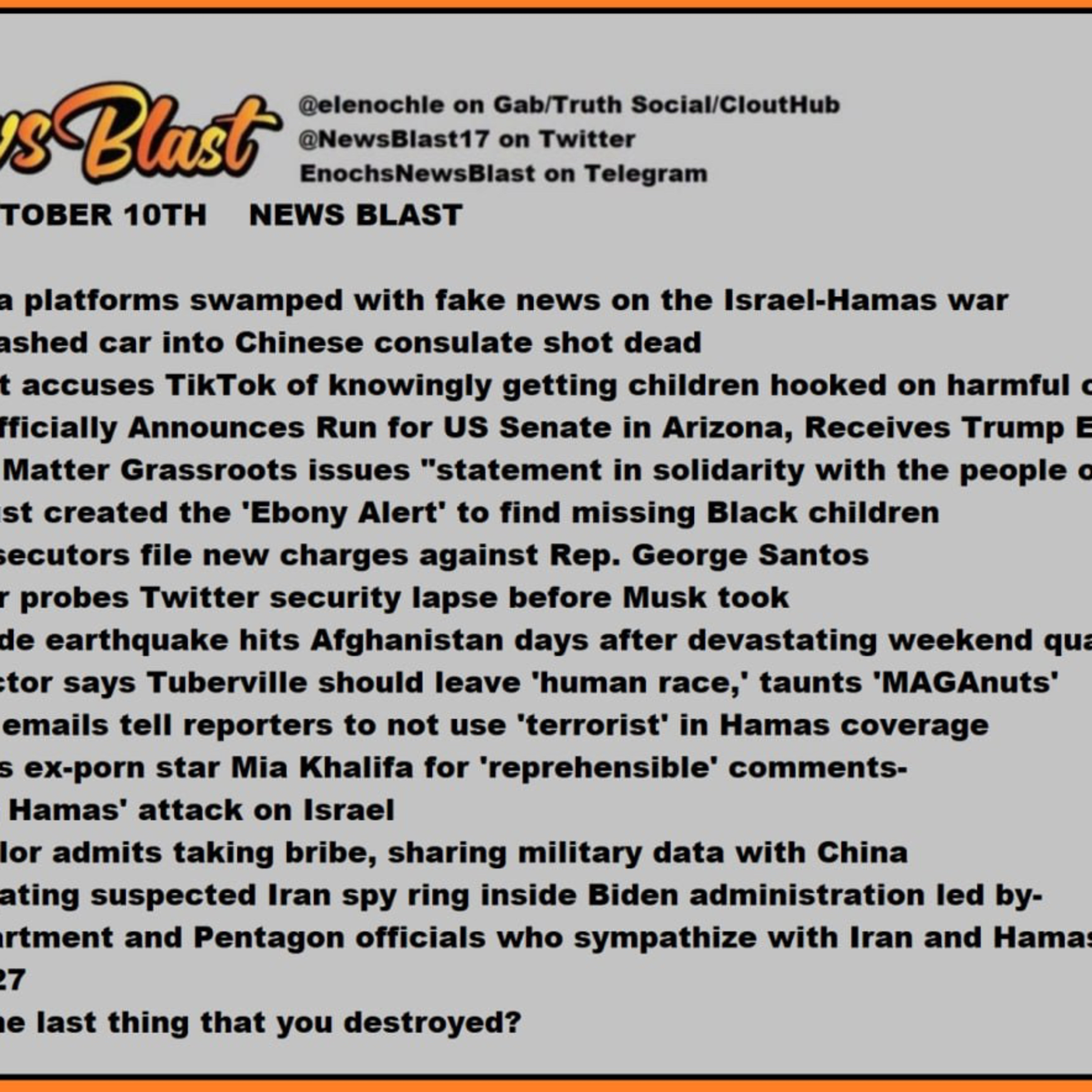 Tuesday, October 10, 2023 News Blast episode artwork