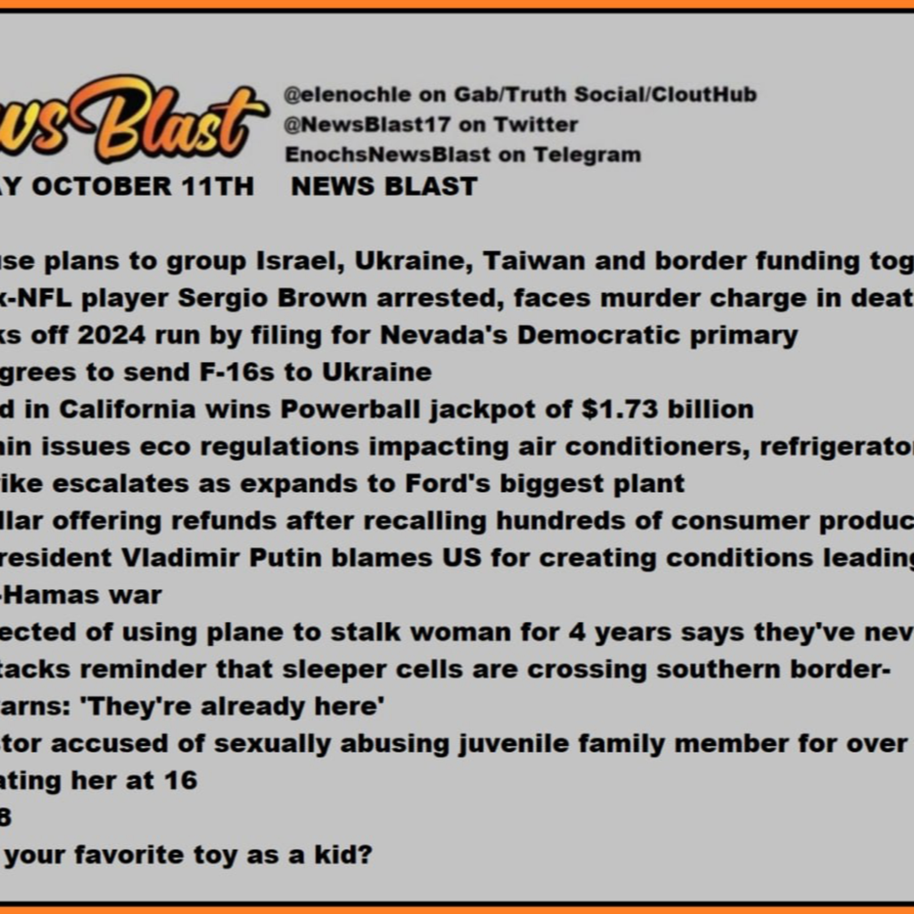 Wednesday October 11,2023 News Blast episode artwork