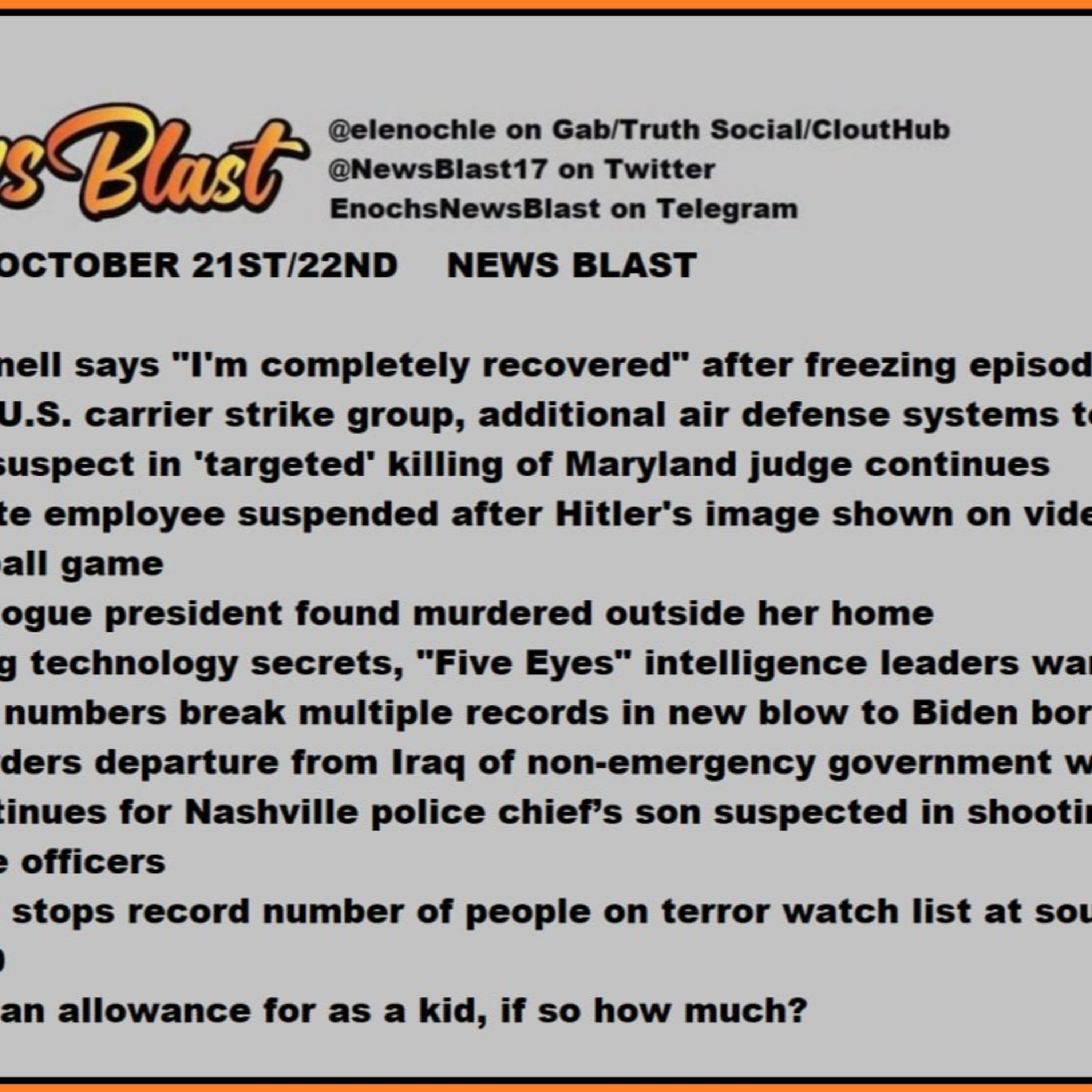 Weekend of October 21/22, 2023 News Blast episode artwork