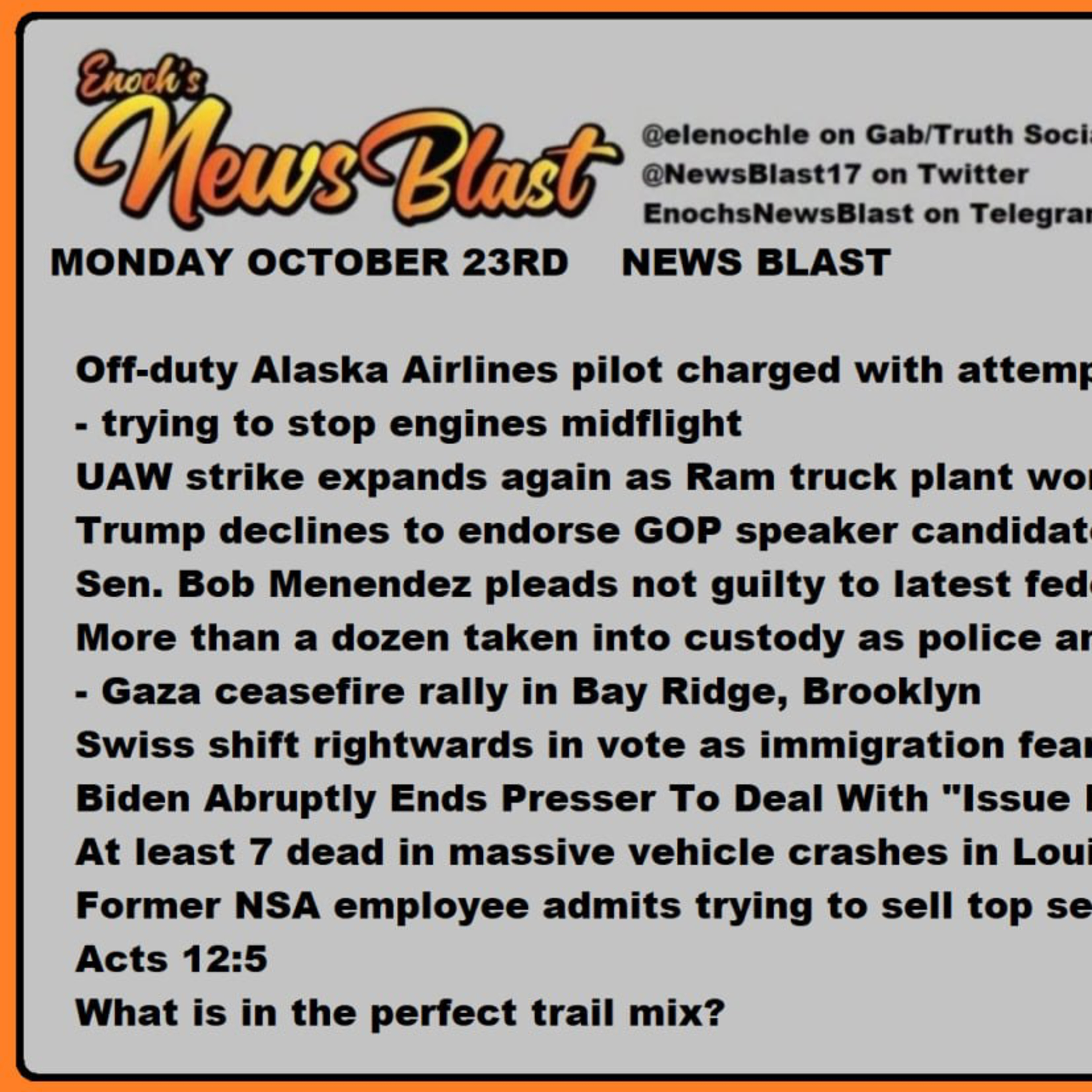 Monday, October 23, 2023 News Blast episode artwork