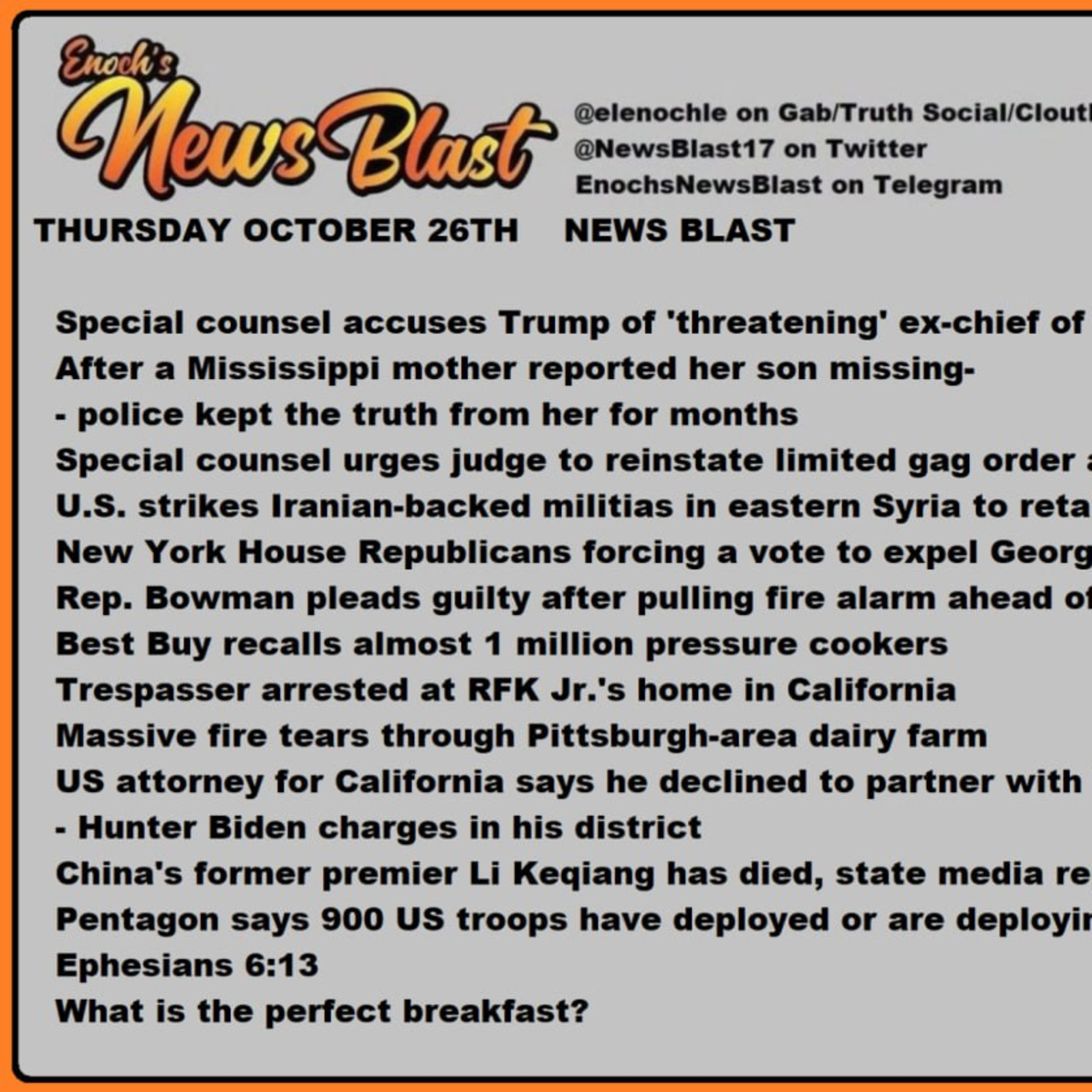 Thursday October 26, 2023 News Blast. episode artwork
