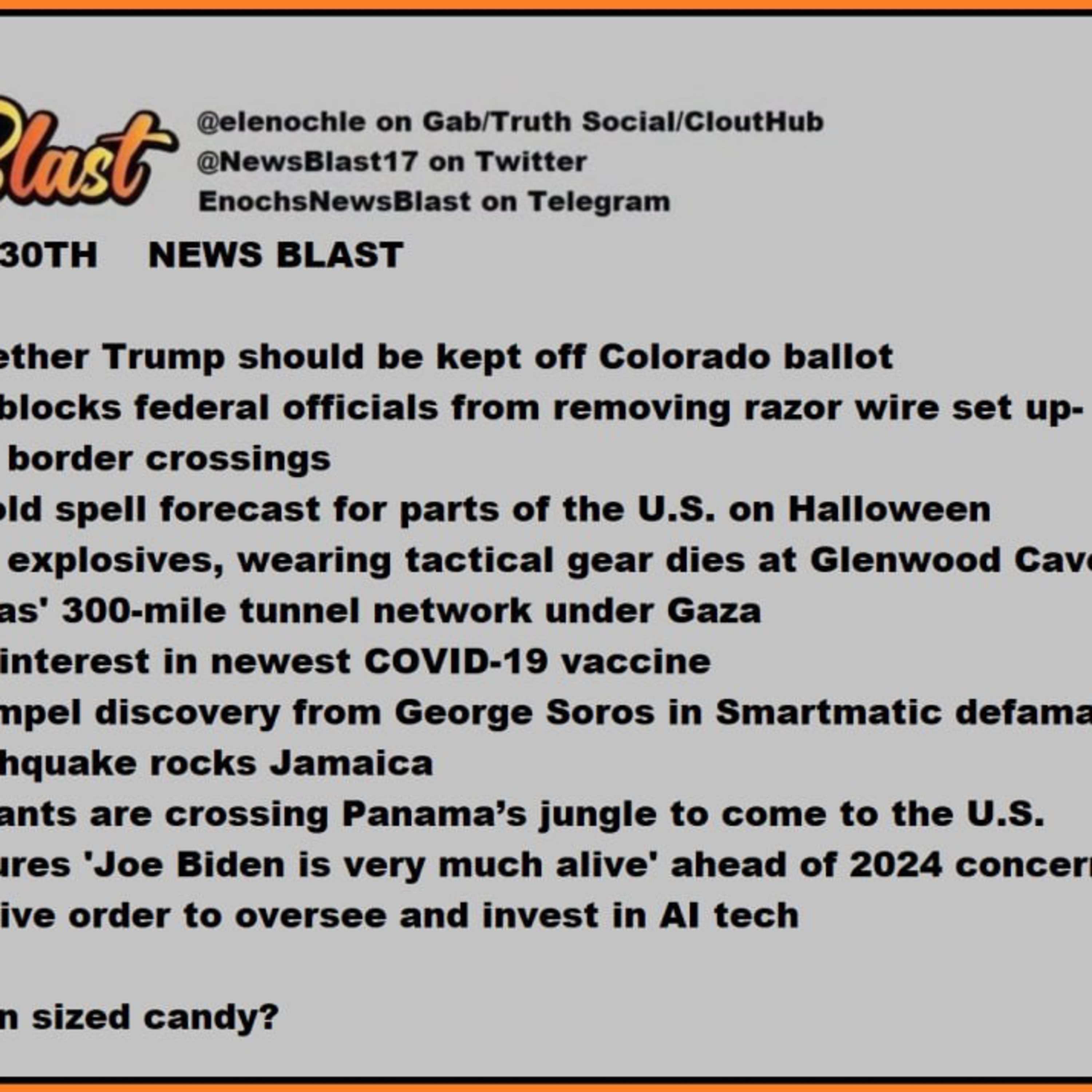 Monday, October 30, 2023 News Blast.  episode artwork