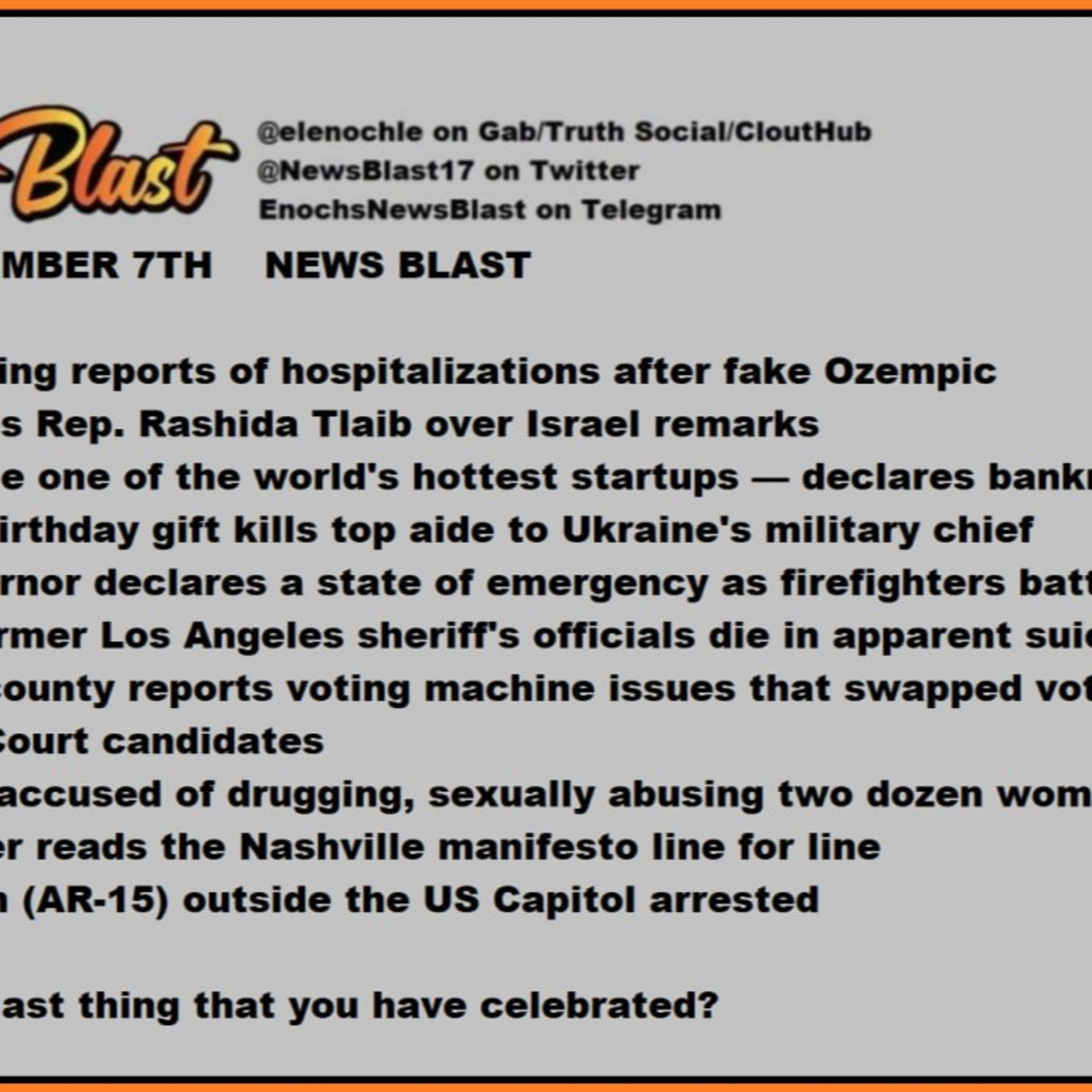 Tuesday, November 7, 2023 News Blast.  episode artwork
