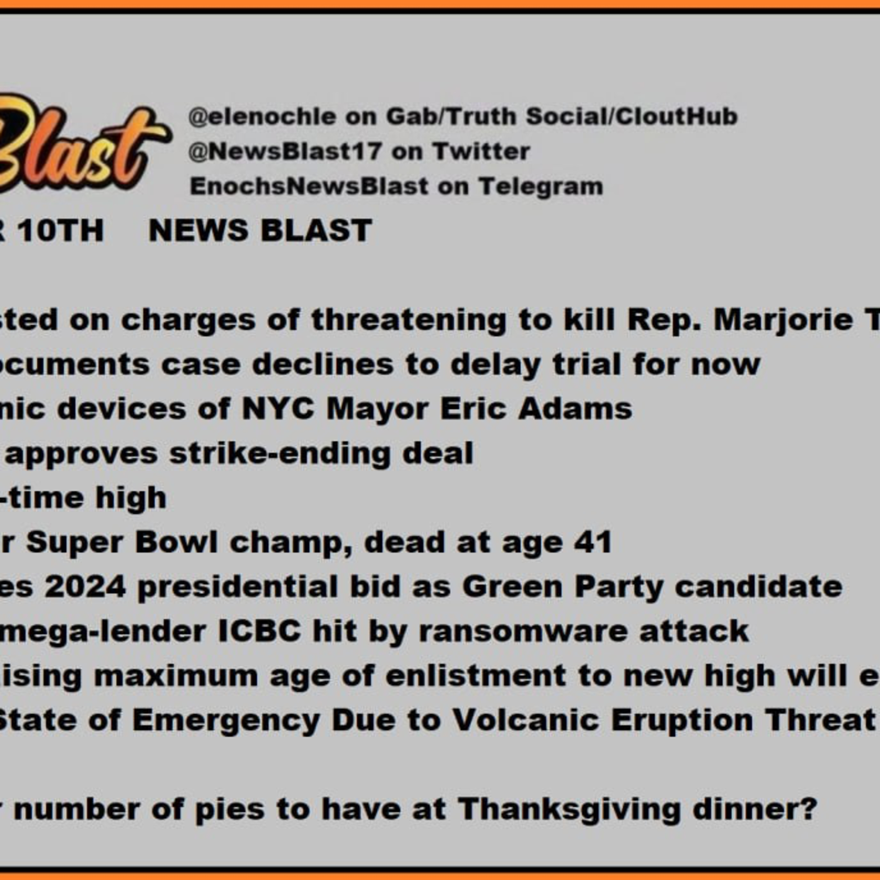 Friday November 10th 2023 News Blast episode artwork
