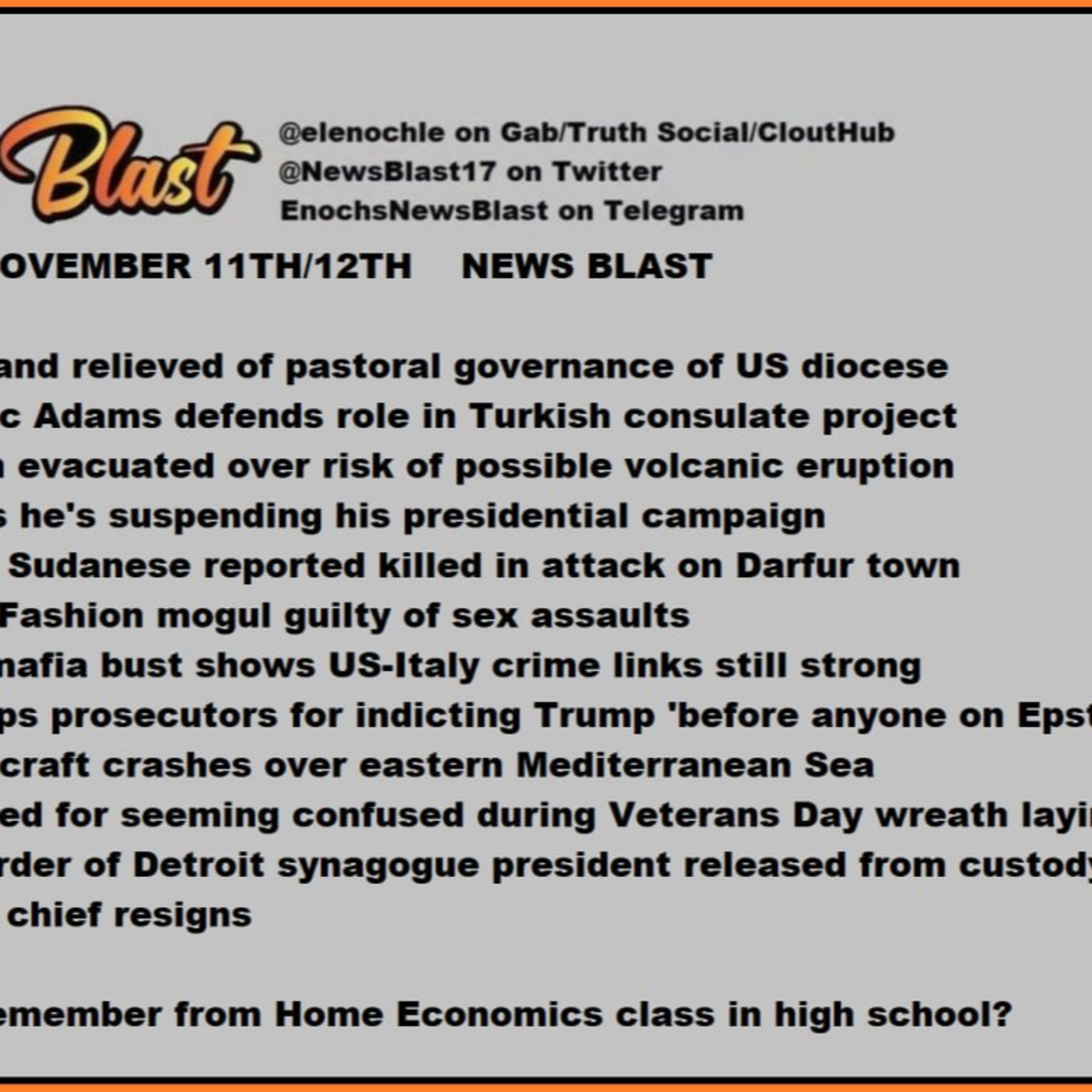 Weekend of November 11/12, 2023 News Blast.  episode artwork