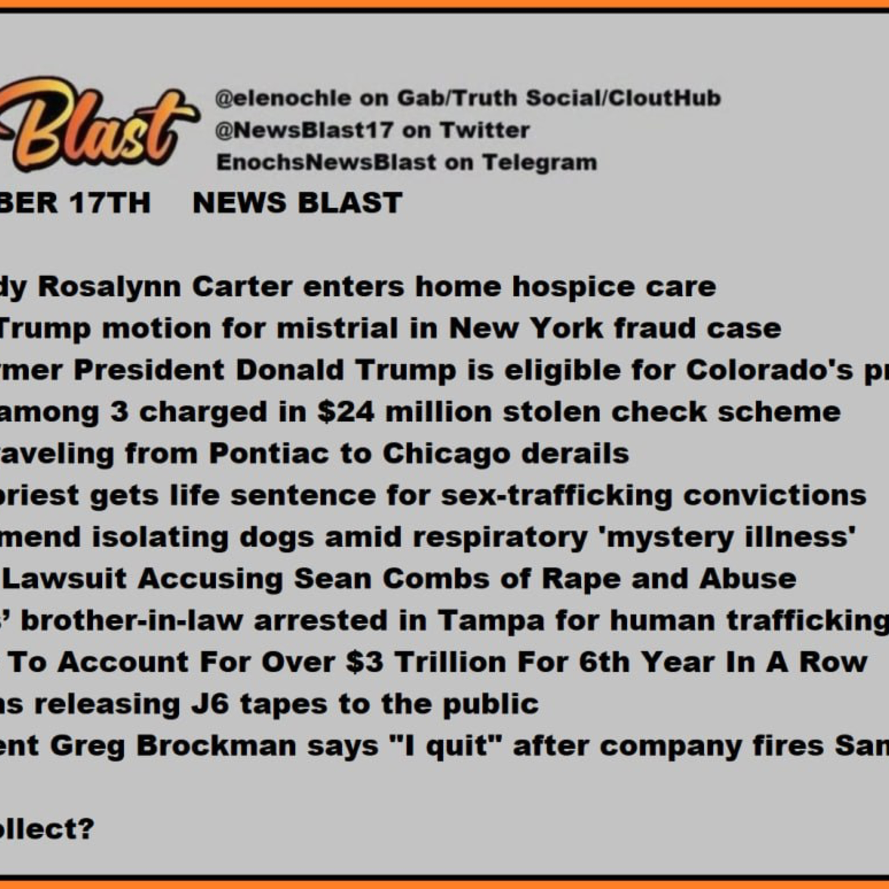 Friday, November 17, 2023 News Blast episode artwork