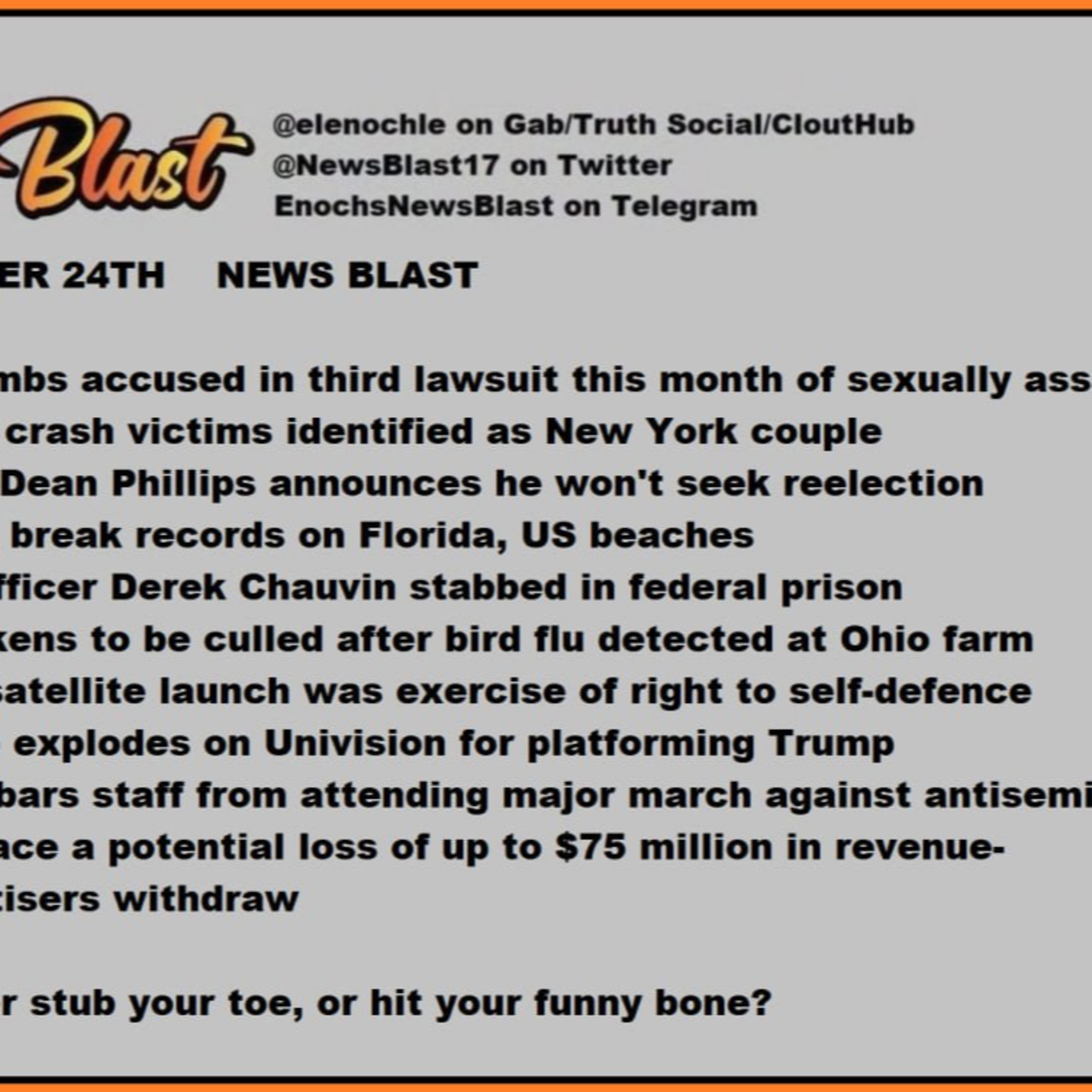 Friday, November 24, 2023 News Blast episode artwork