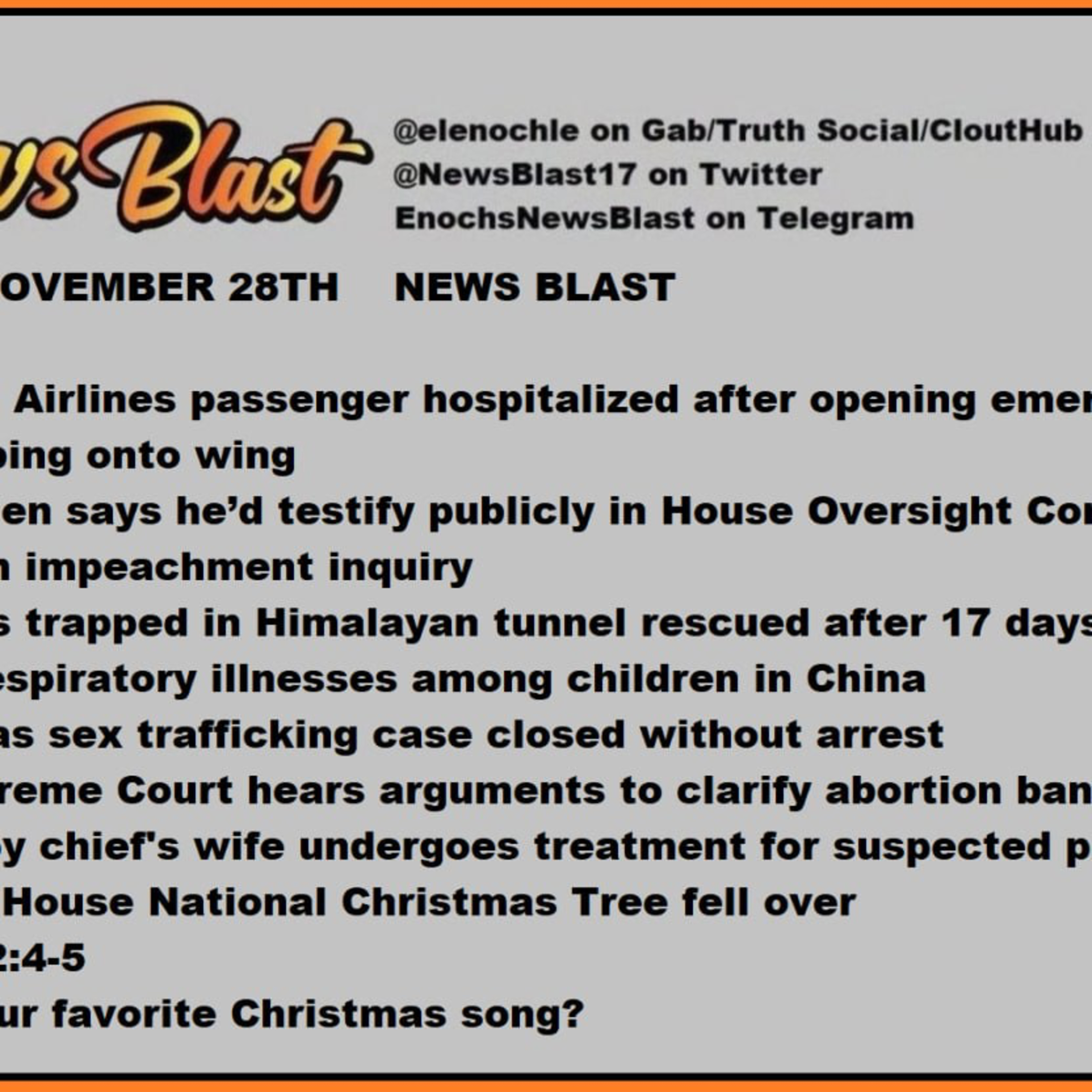 Tuesday, November 28, 2023 News Blast episode artwork