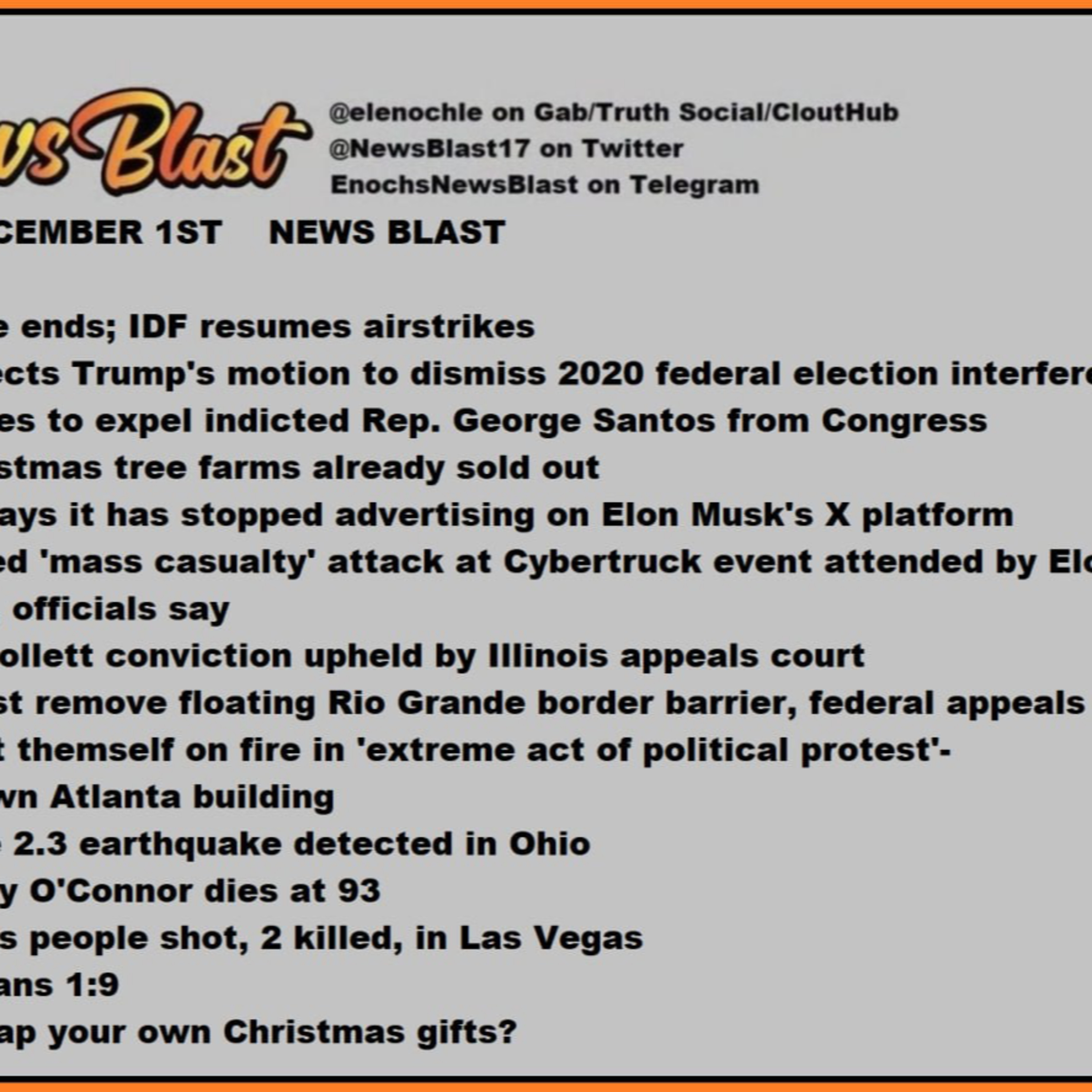 Friday, December 1, 2023 News Blast episode artwork
