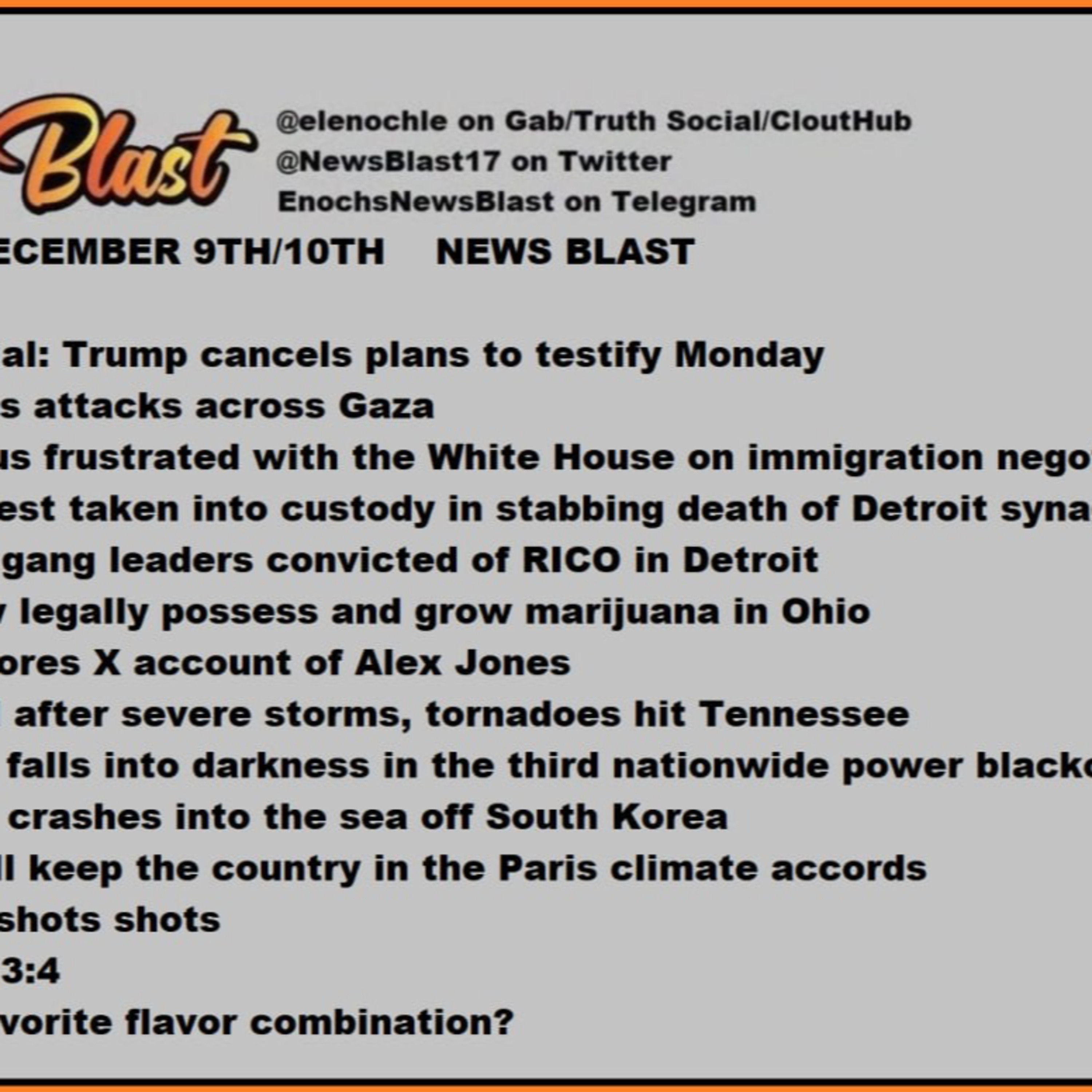 Weekend of November 9/10, 2023 News Blast episode artwork