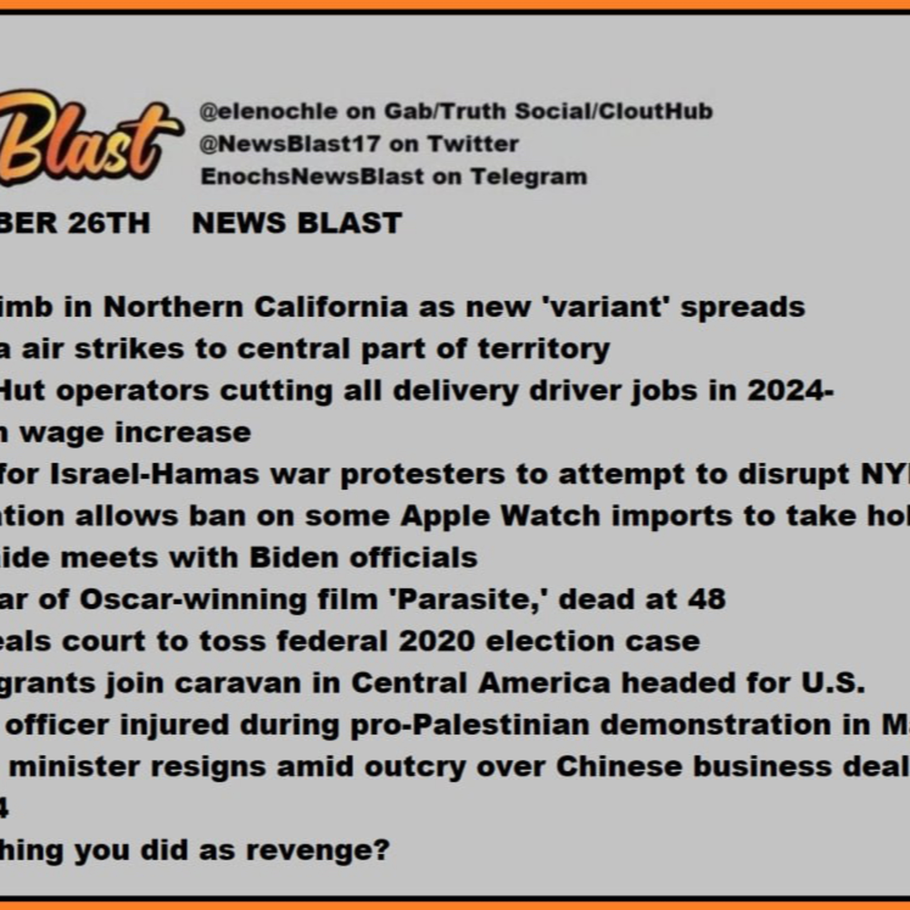 Tuesday, December 26, 2023 News Blast episode artwork