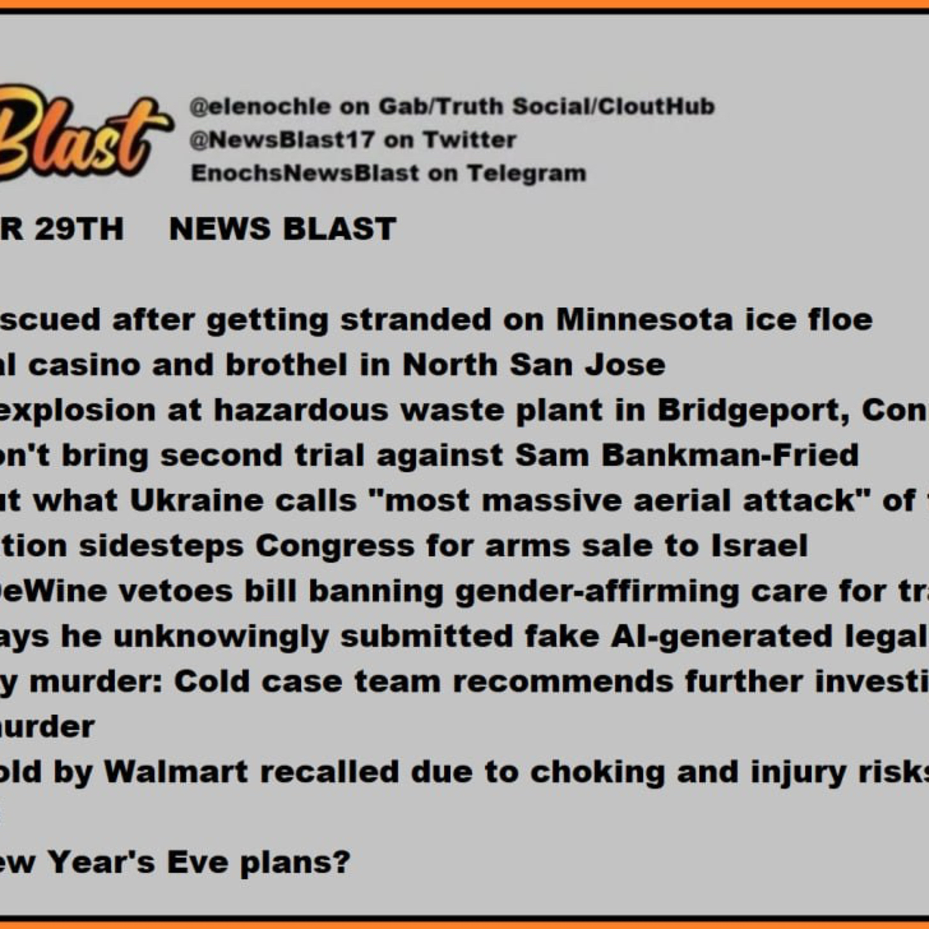 Friday, December 29, 2023 News Blast episode artwork