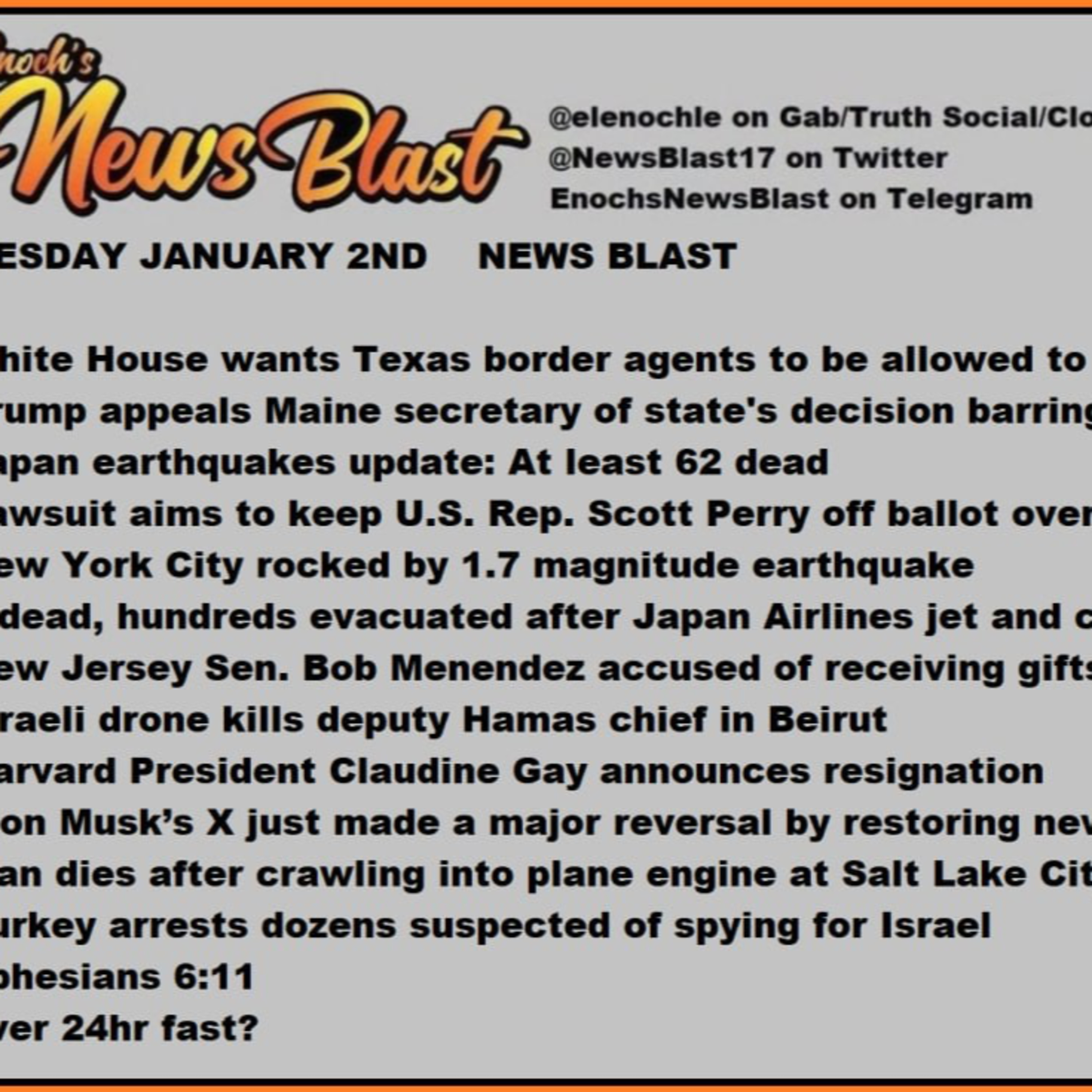 Tuesday, January 2, 2024 News Blast episode artwork