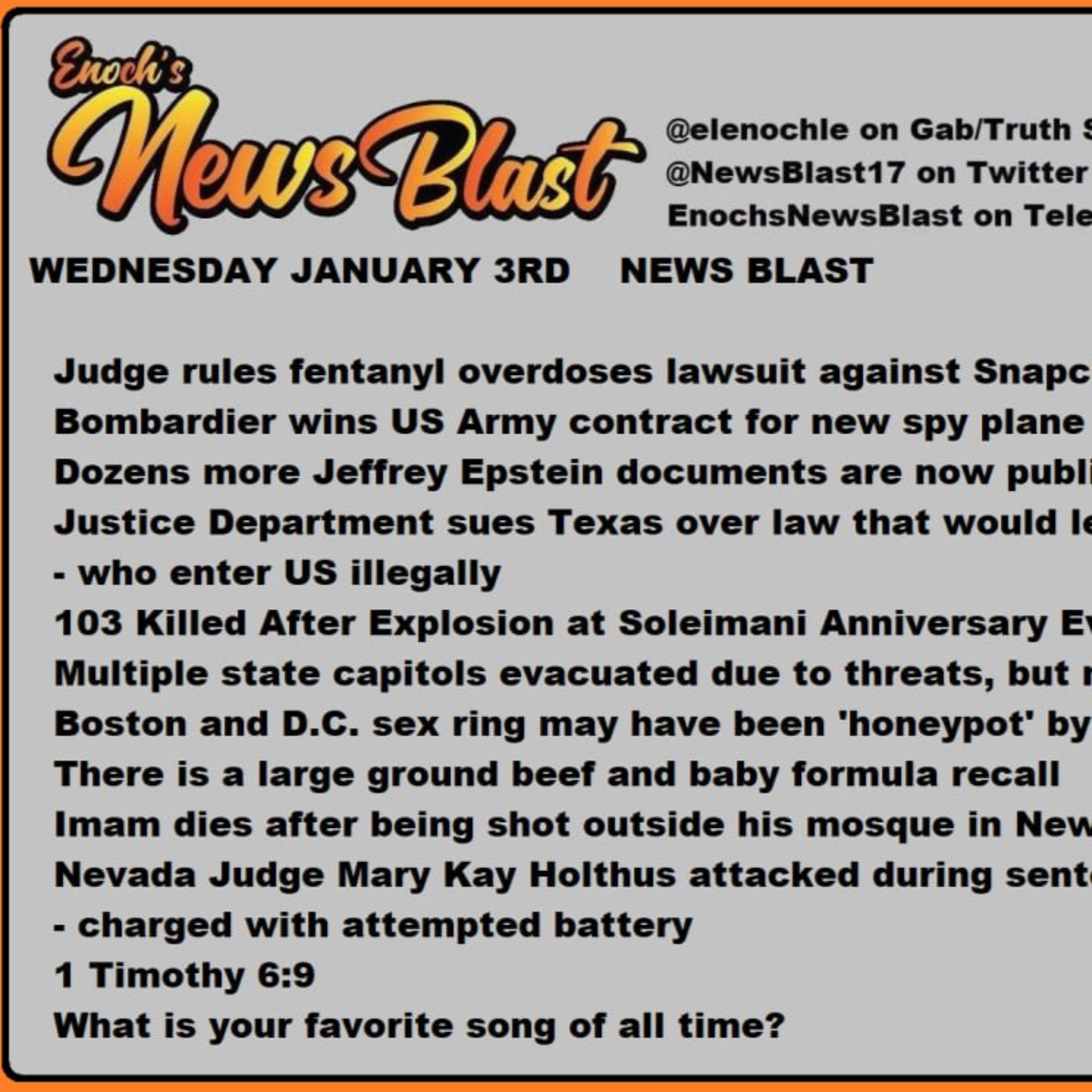 Wednesday, January 3, 2024 News Blast episode artwork