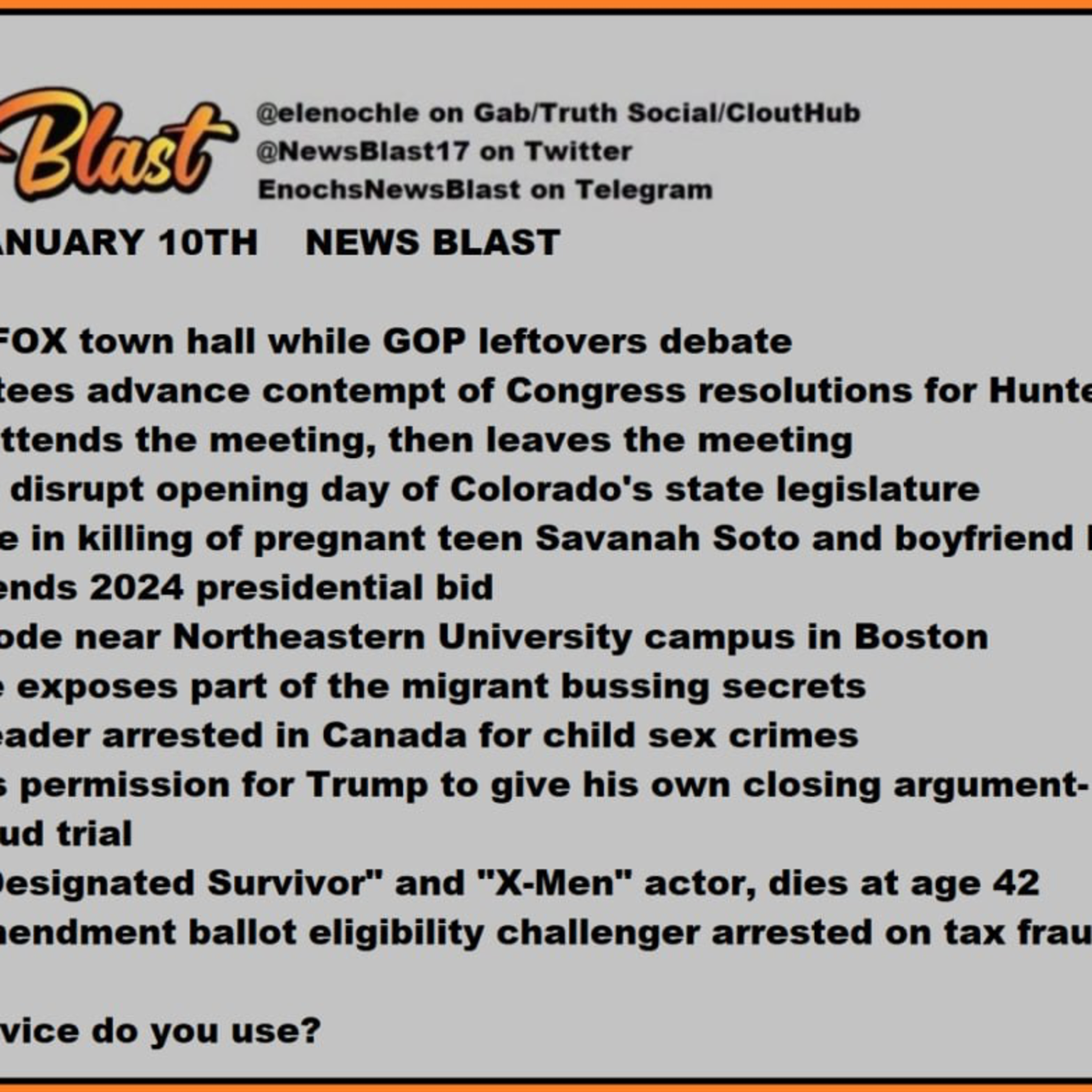 Wednesday January 10, 2024 News Blast episode artwork