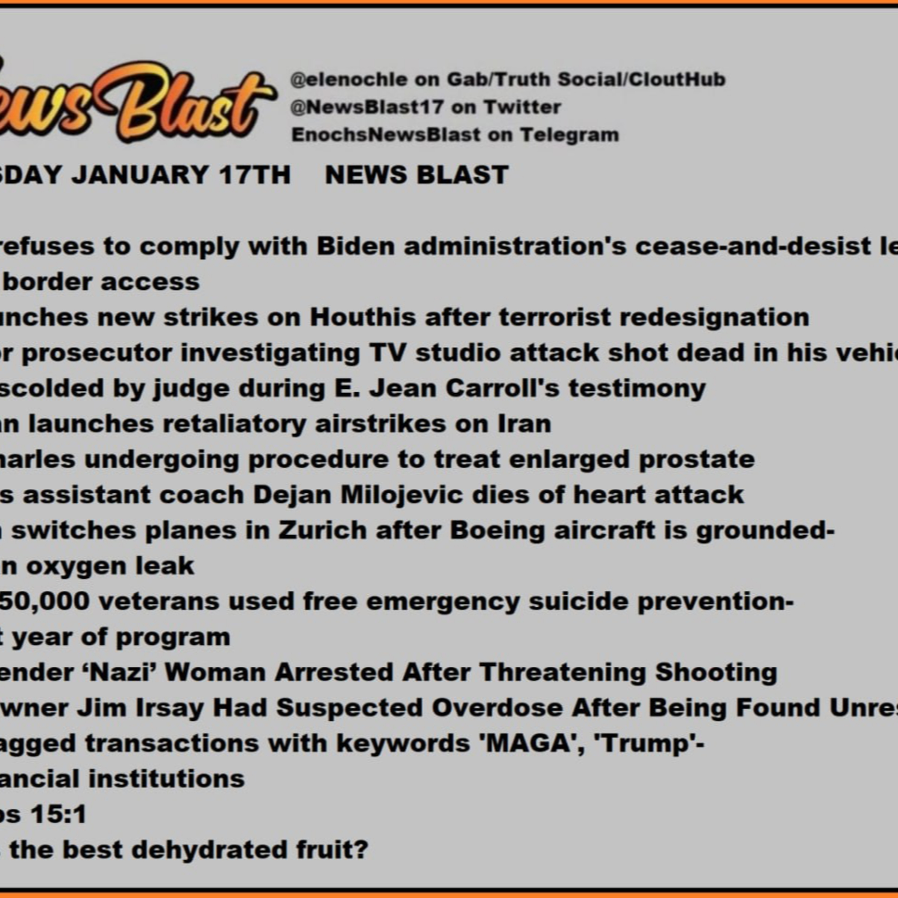 Wednesday, January 17, 2024 News Blast  episode artwork