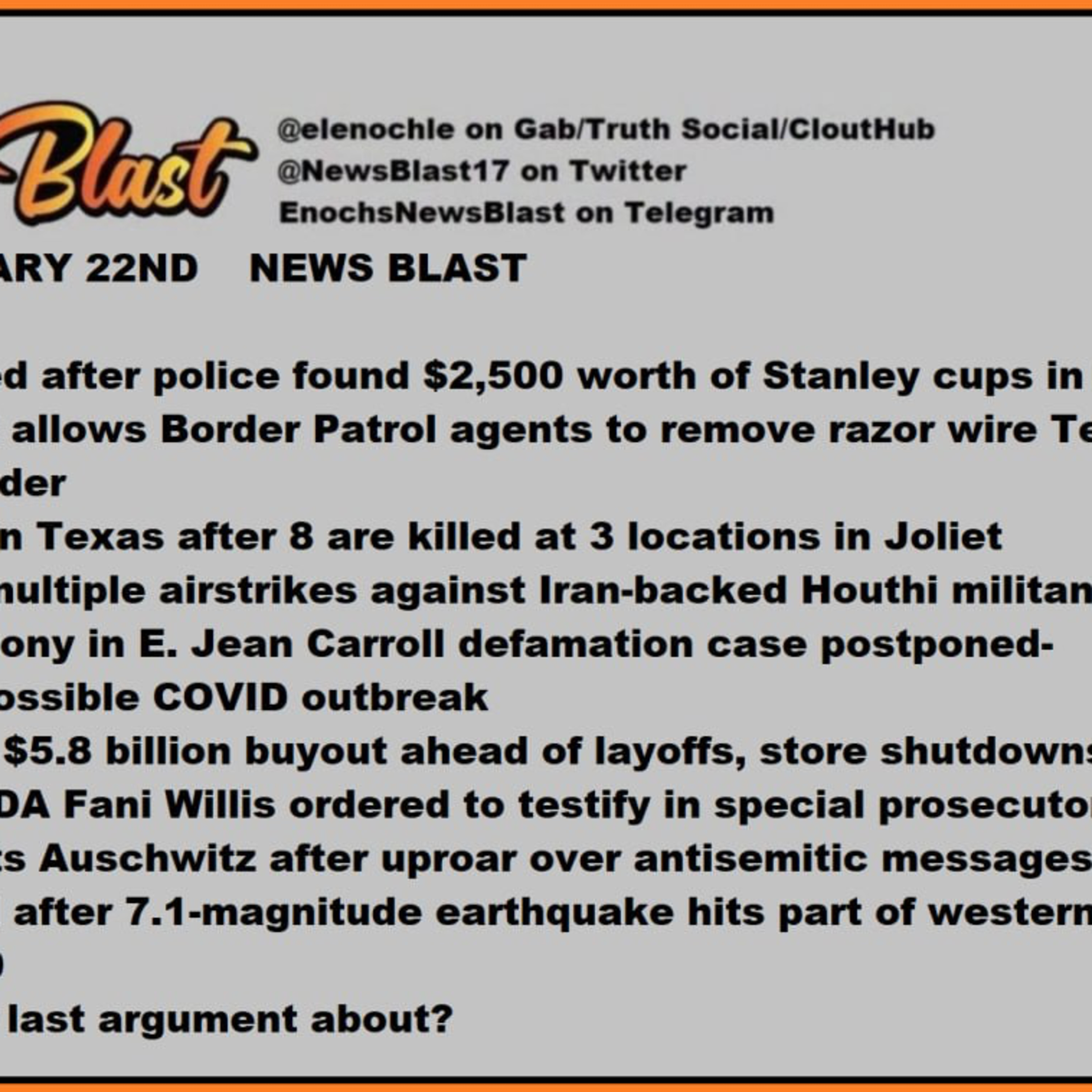 Monday, January 22, 2023 News Blast episode artwork