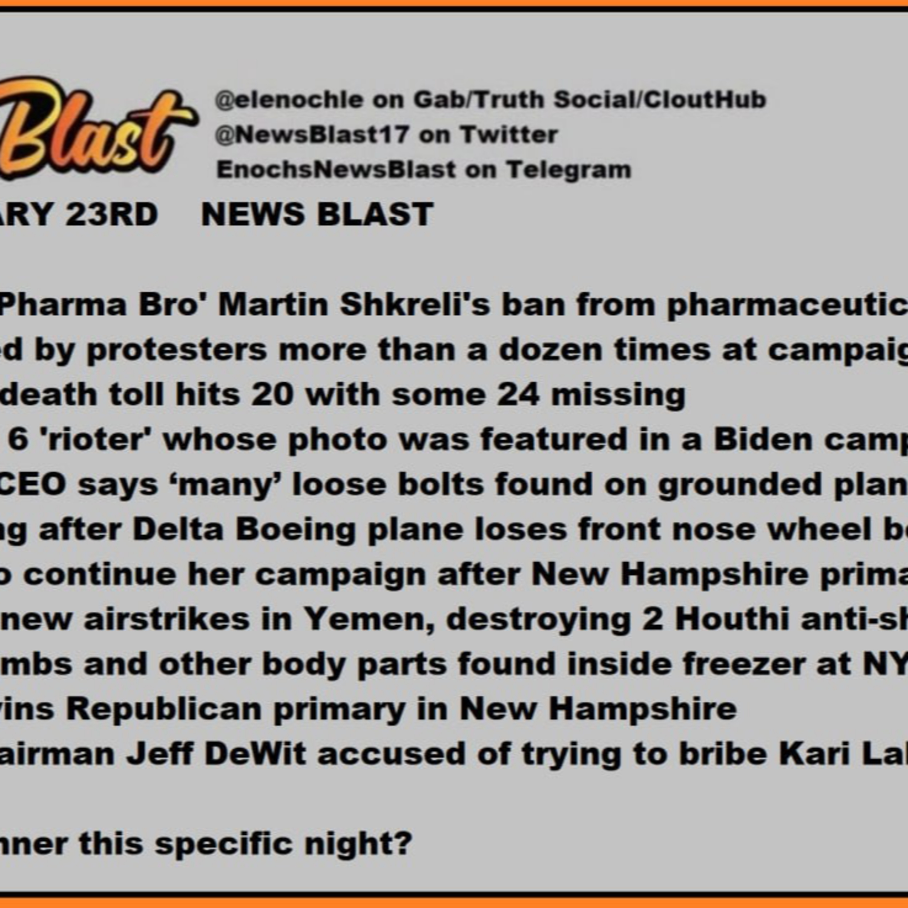 Tuesday, January 23, 2024 News Blast episode artwork
