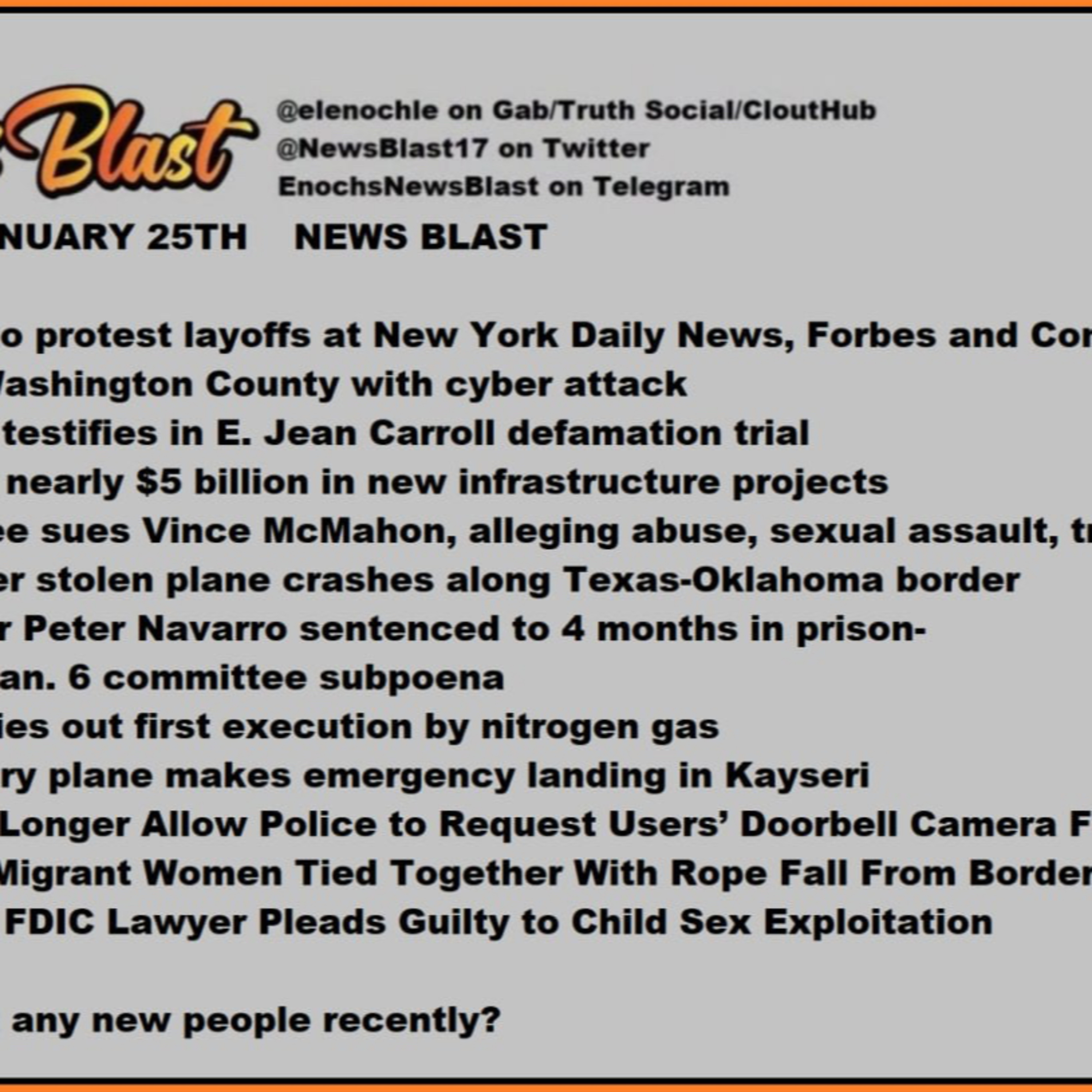 Thursday, January 25, 2024 News Blast episode artwork