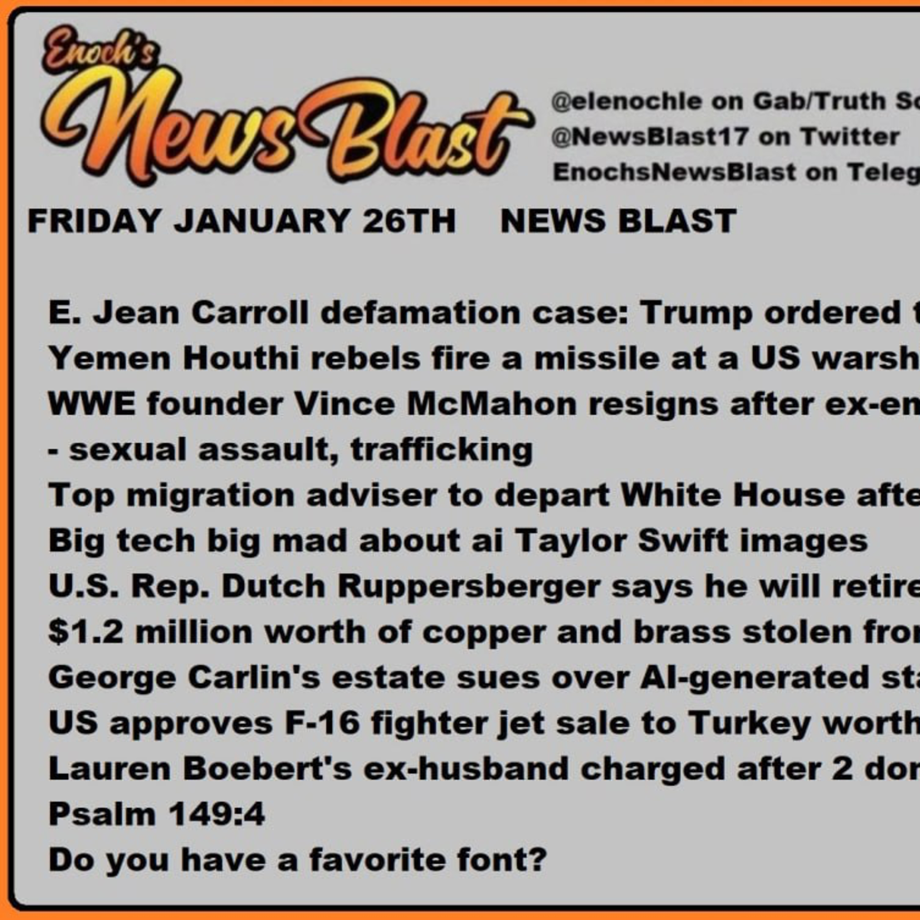 Friday, January 26, 2024 News Blast episode artwork