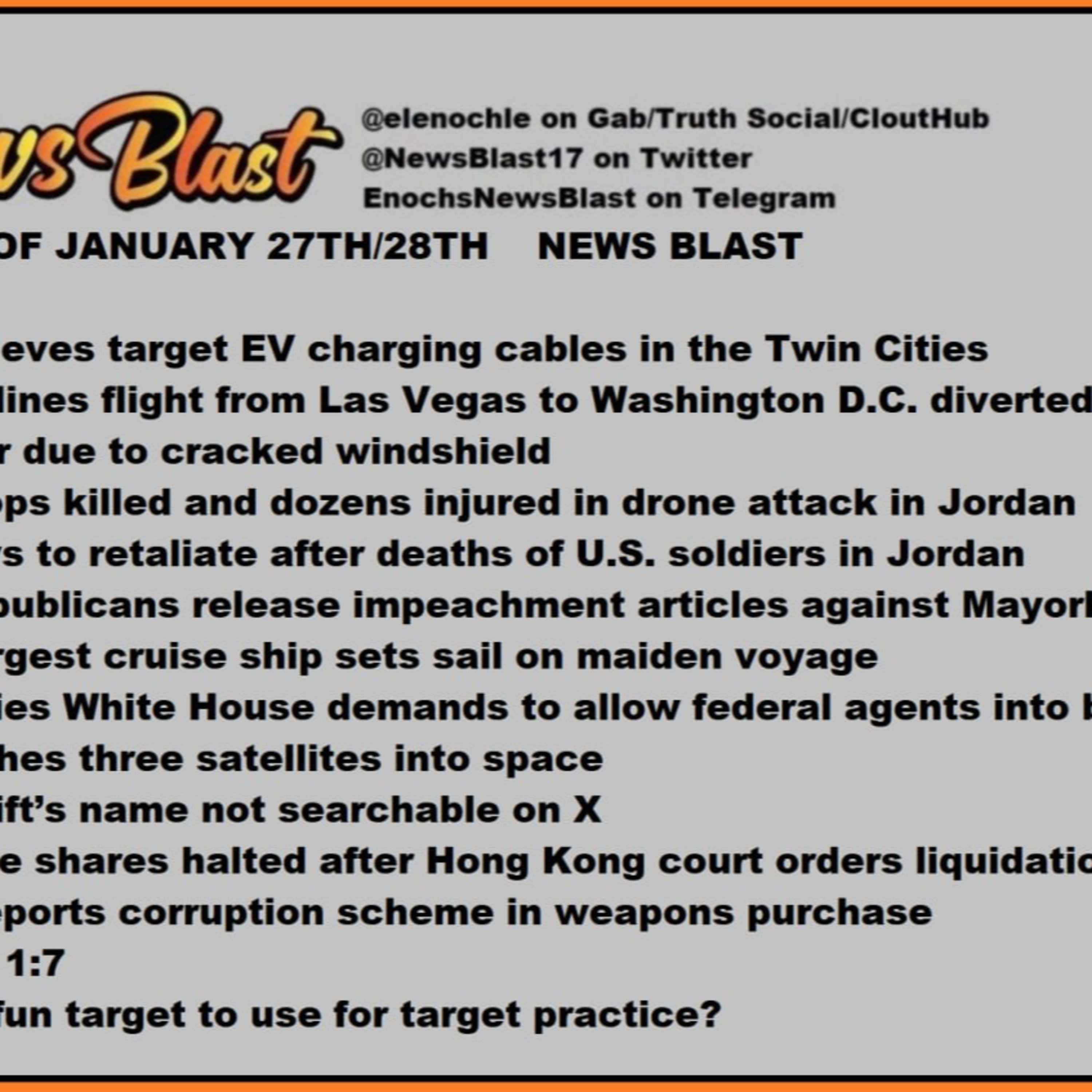 Weekend of January 27/28, 2024 News Blast episode artwork