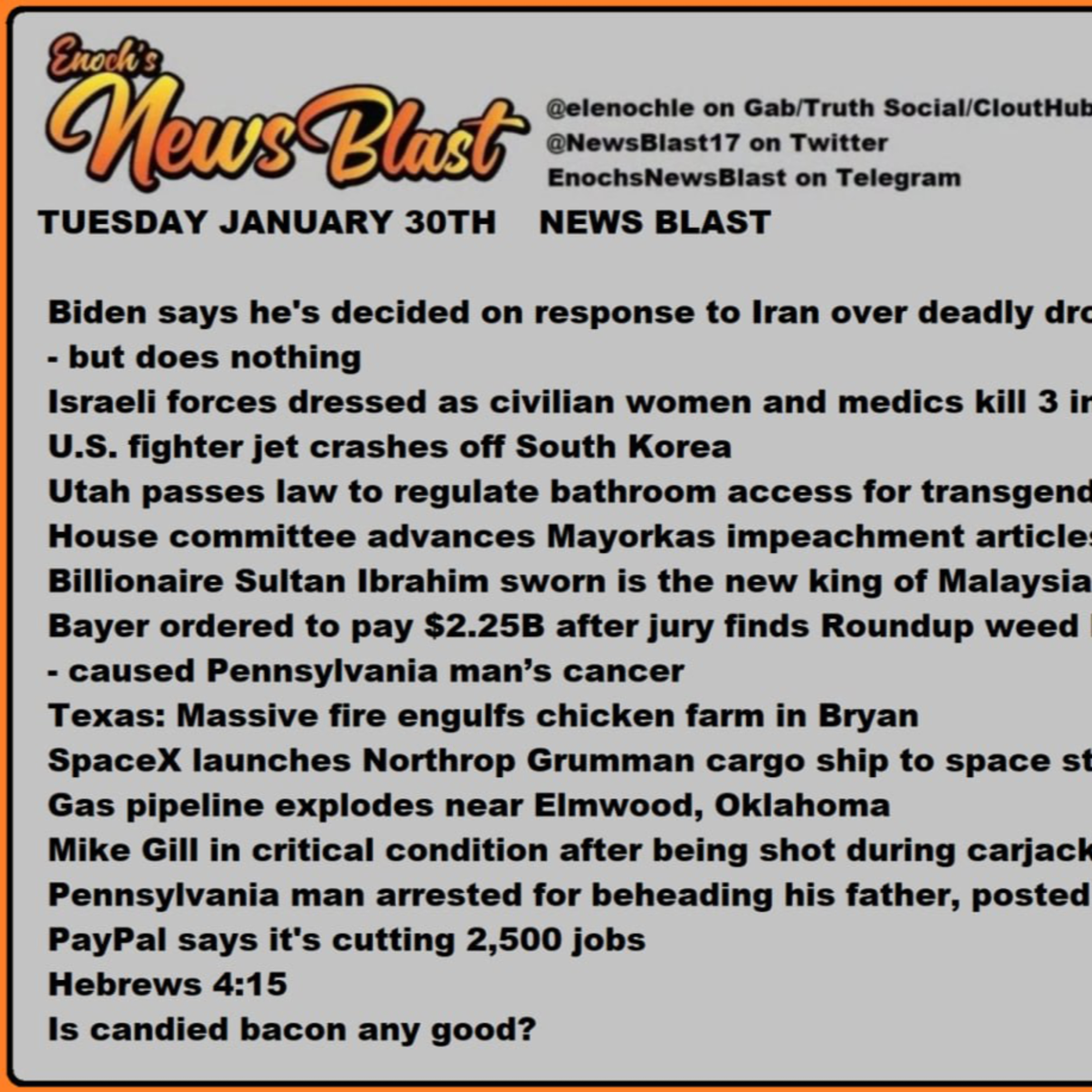 Tuesday, January 30, 2024 News Blast episode artwork