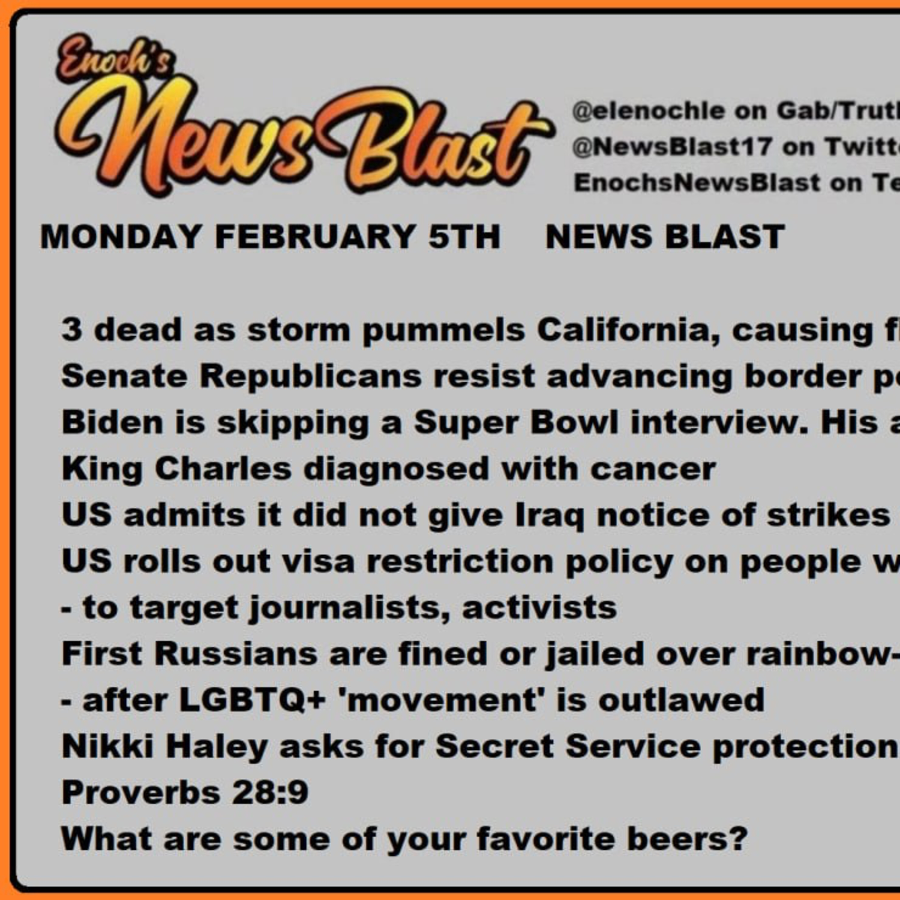 Monday, February 5, 2024 News Blast.  episode artwork