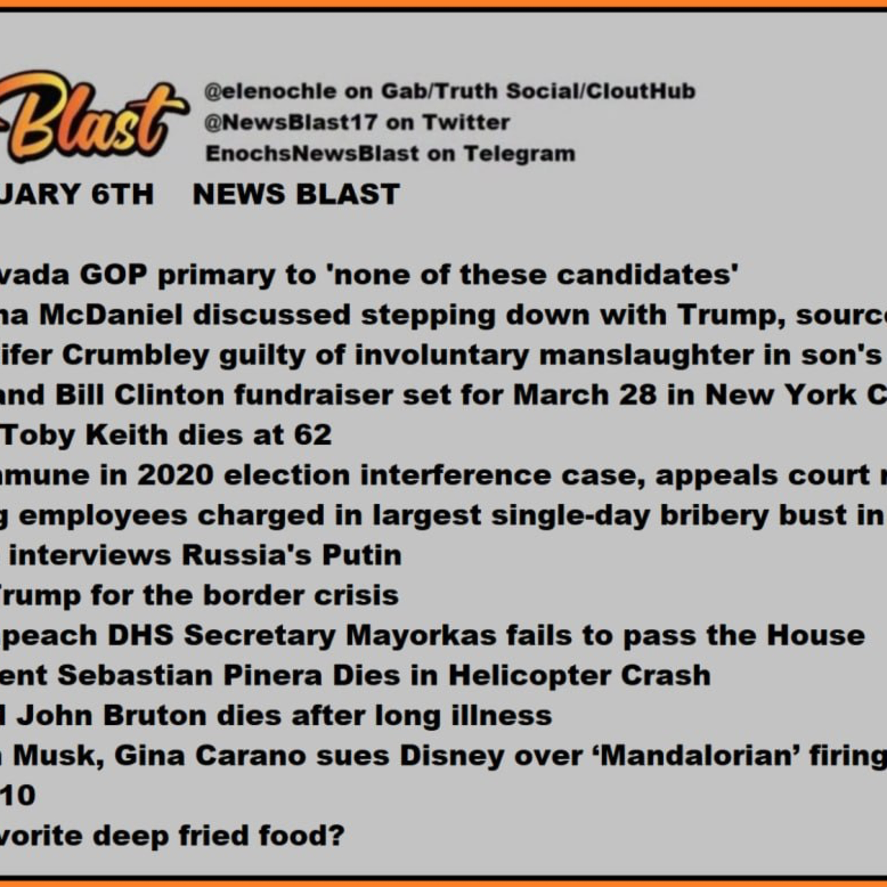 Tuesday February 6, 2024 News Blast.  episode artwork