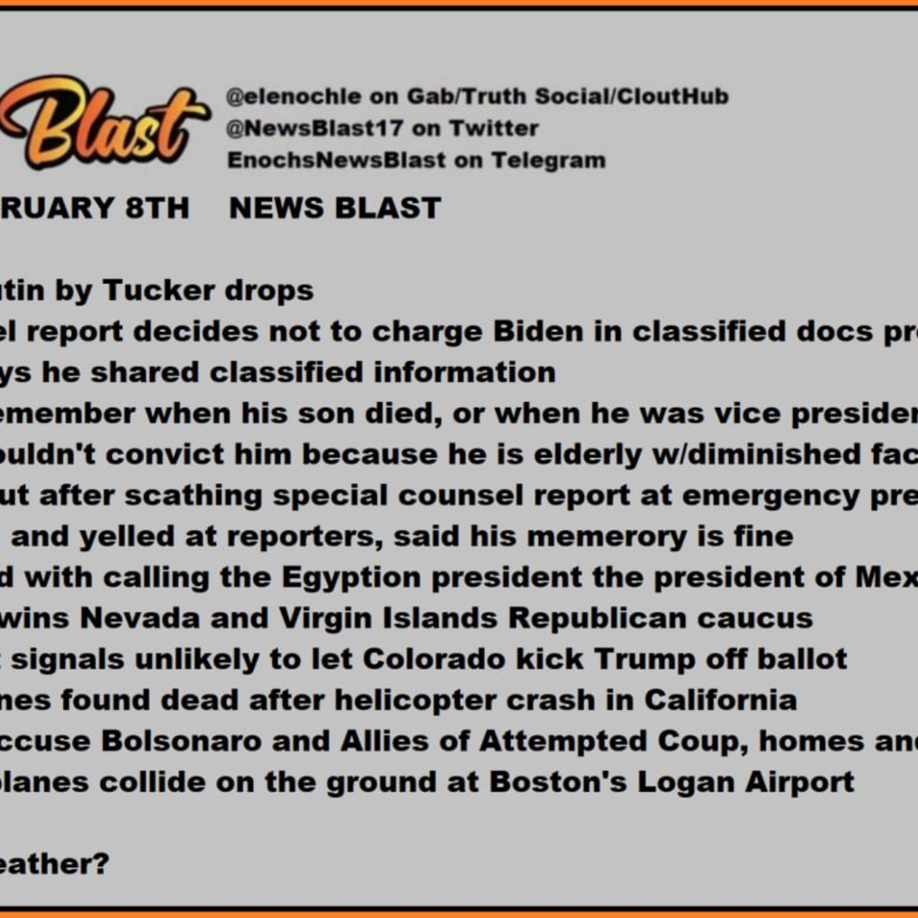 Wednesday, February 7, 2024 News Blast episode artwork