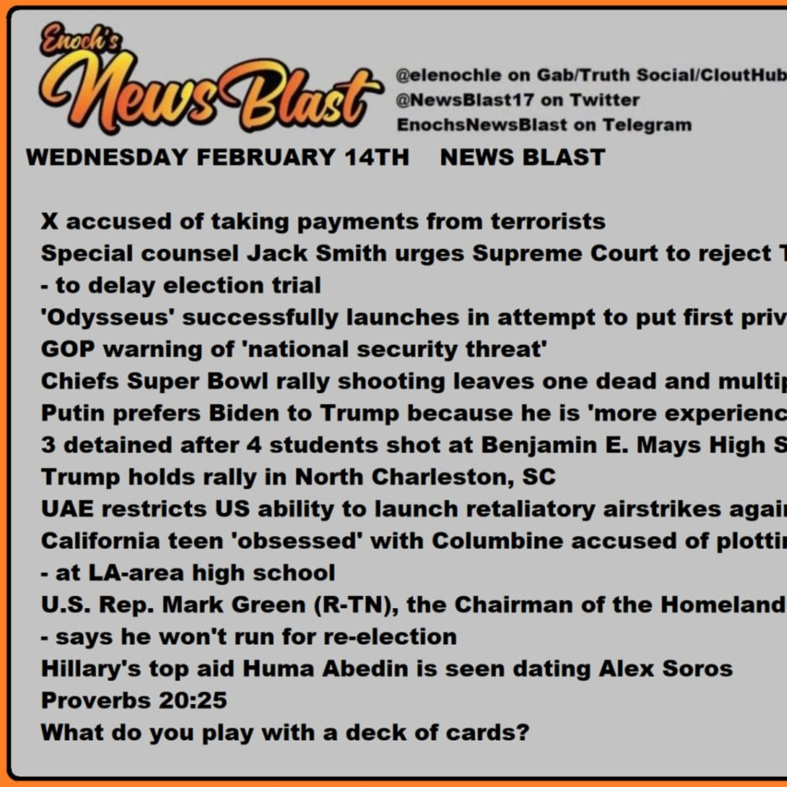 Wednesday, February 14, 2024 News Blast episode artwork